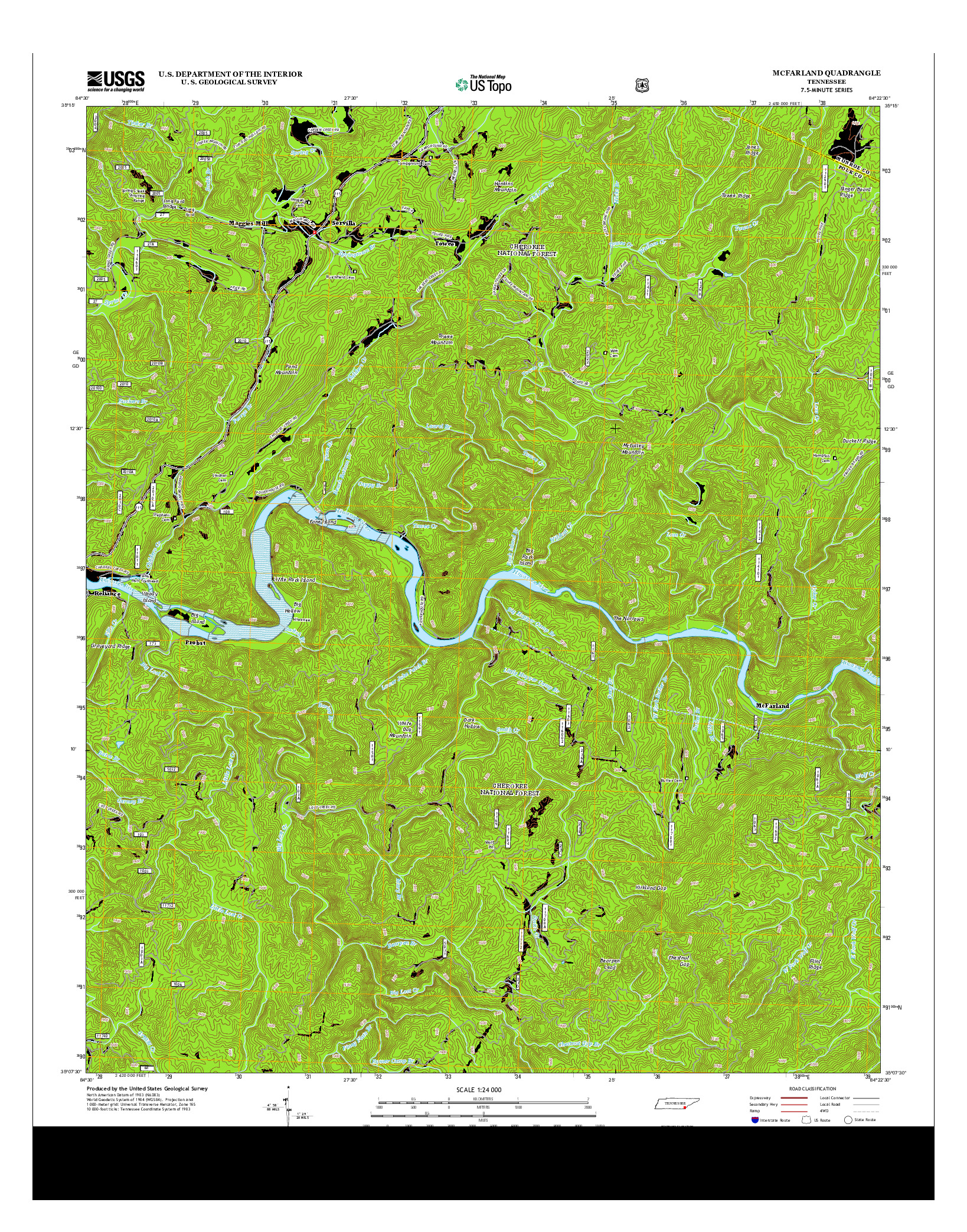 USGS US TOPO 7.5-MINUTE MAP FOR MCFARLAND, TN 2013