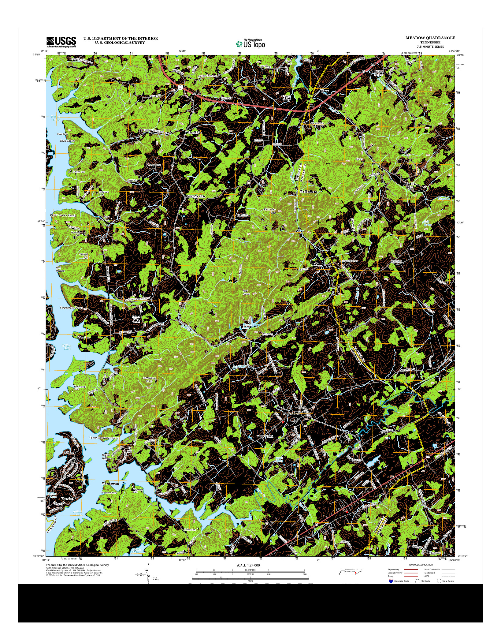 USGS US TOPO 7.5-MINUTE MAP FOR MEADOW, TN 2013