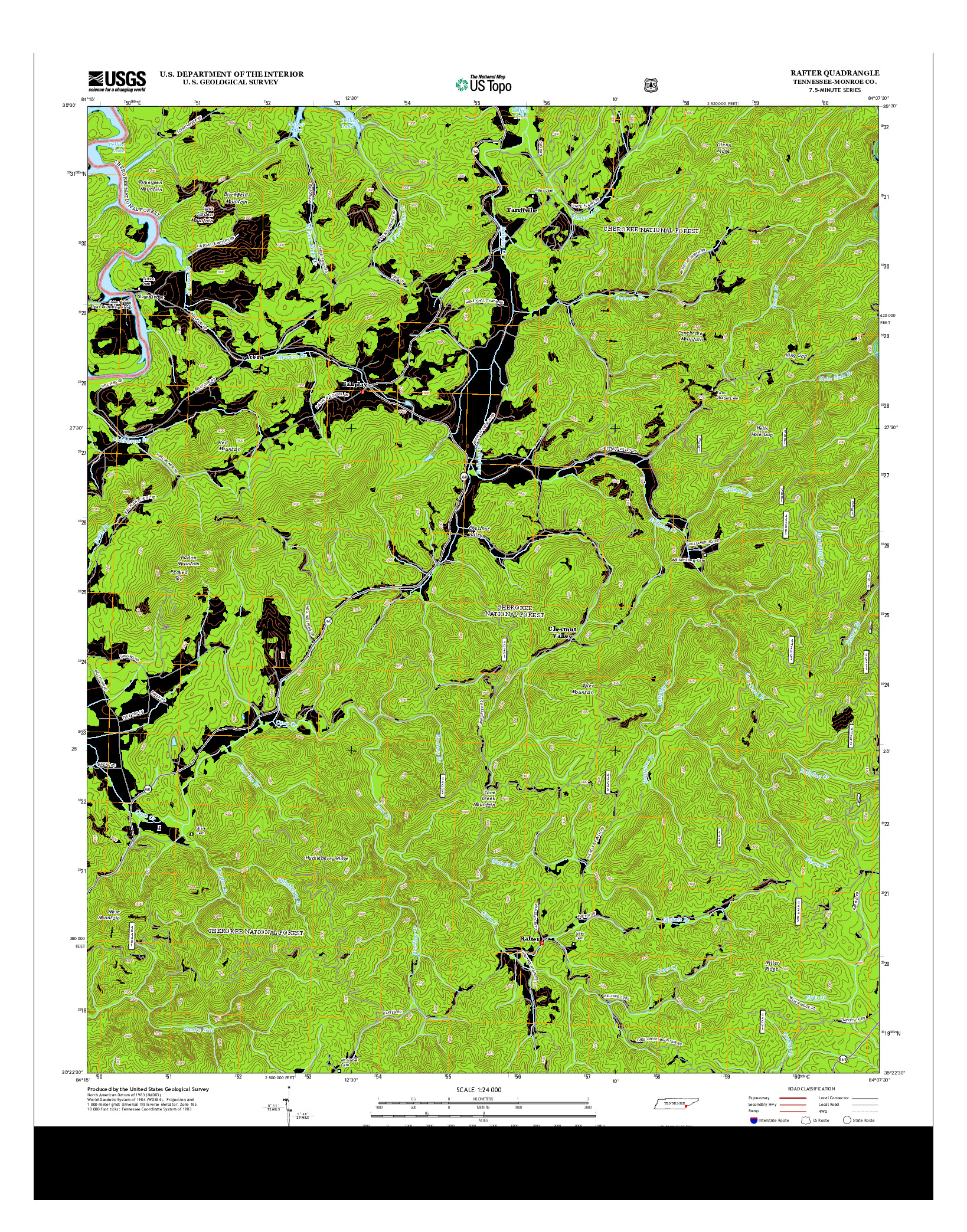 USGS US TOPO 7.5-MINUTE MAP FOR RAFTER, TN 2013
