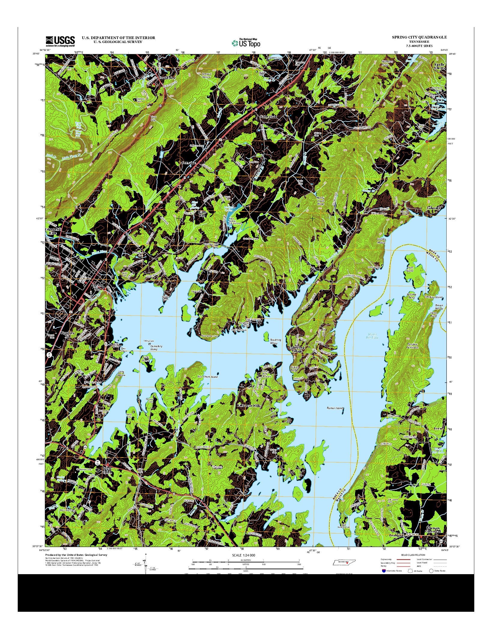 USGS US TOPO 7.5-MINUTE MAP FOR SPRING CITY, TN 2013