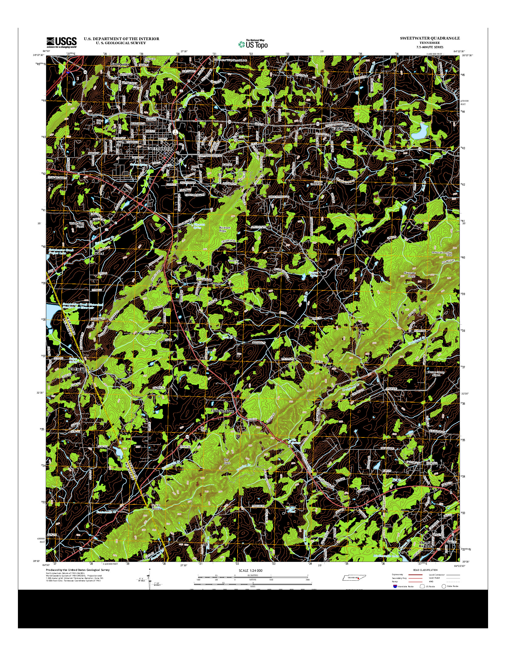 USGS US TOPO 7.5-MINUTE MAP FOR SWEETWATER, TN 2013