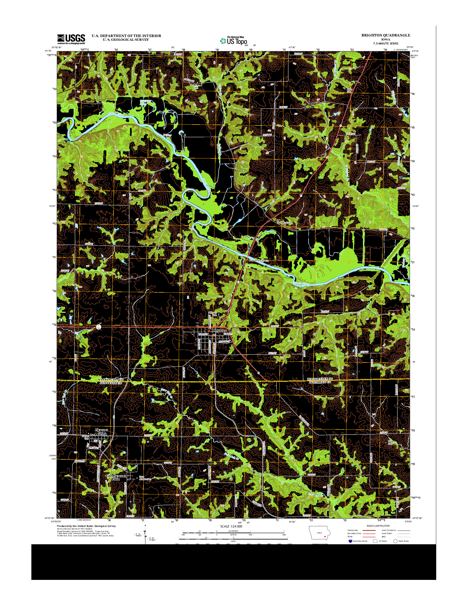 USGS US TOPO 7.5-MINUTE MAP FOR BRIGHTON, IA 2013