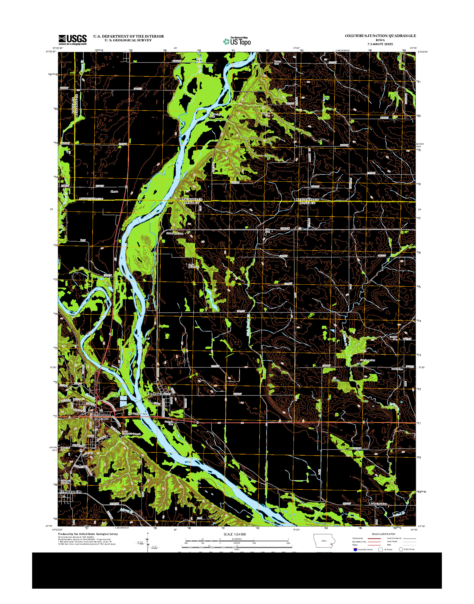 USGS US TOPO 7.5-MINUTE MAP FOR COLUMBUS JUNCTION, IA 2013