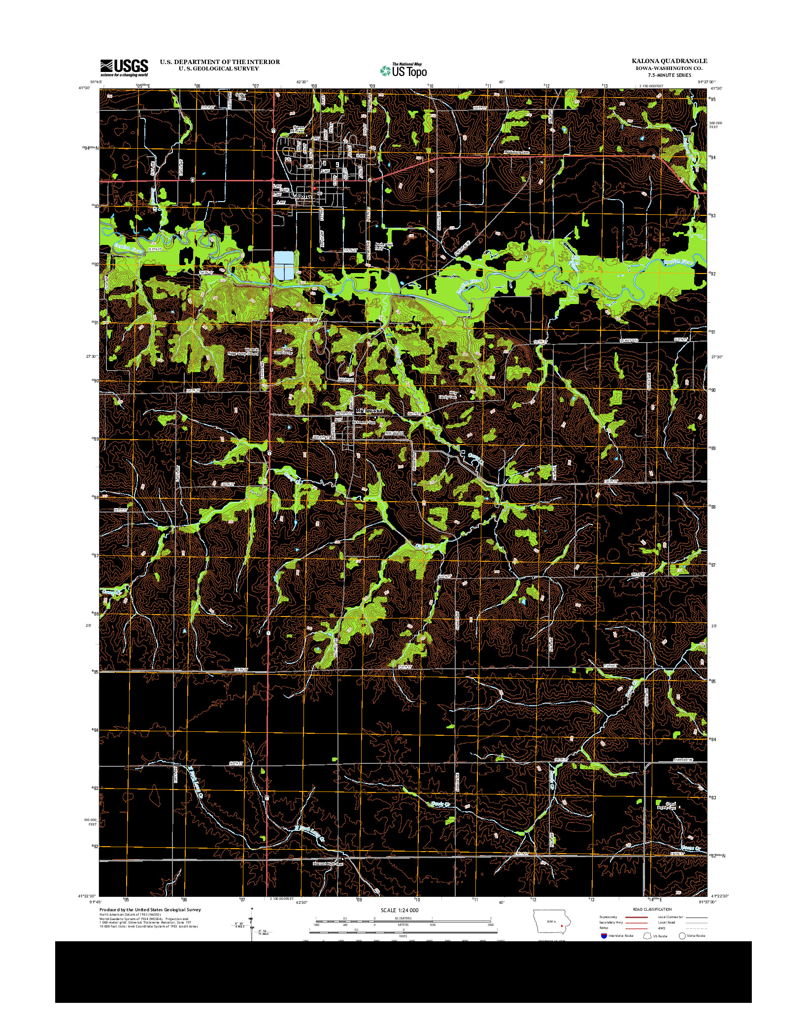 USGS US TOPO 7.5-MINUTE MAP FOR KALONA, IA 2013