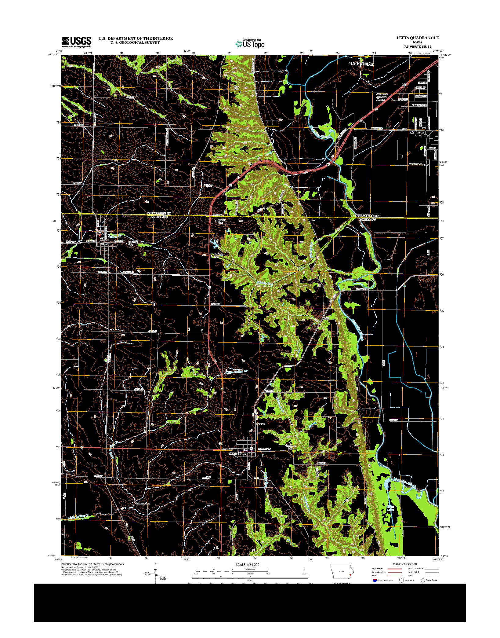 USGS US TOPO 7.5-MINUTE MAP FOR LETTS, IA 2013