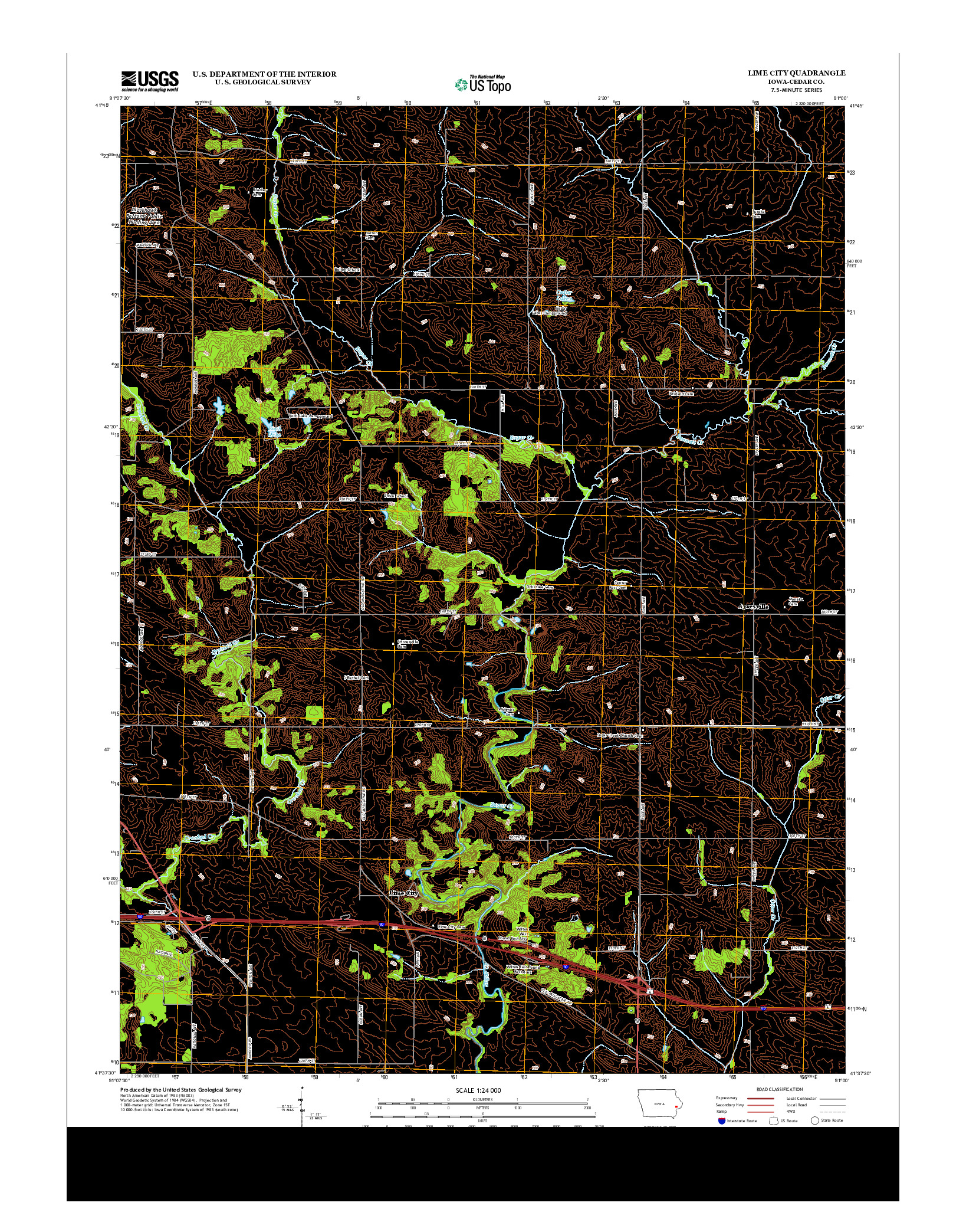 USGS US TOPO 7.5-MINUTE MAP FOR LIME CITY, IA 2013