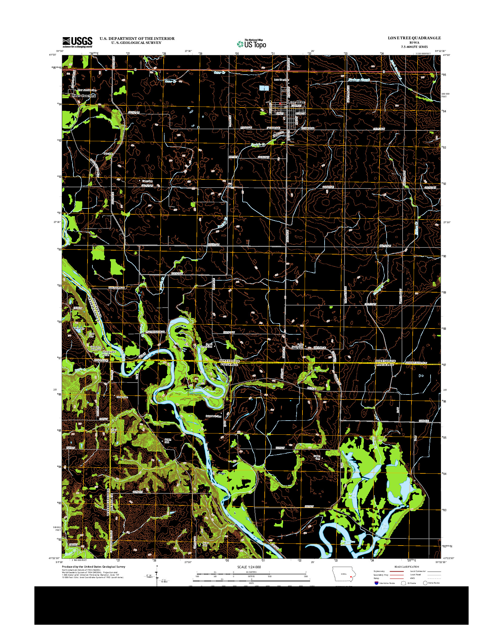 USGS US TOPO 7.5-MINUTE MAP FOR LONE TREE, IA 2013