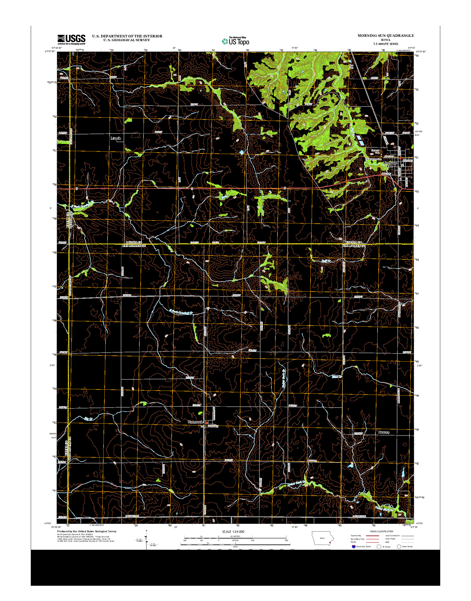 USGS US TOPO 7.5-MINUTE MAP FOR MORNING SUN, IA 2013