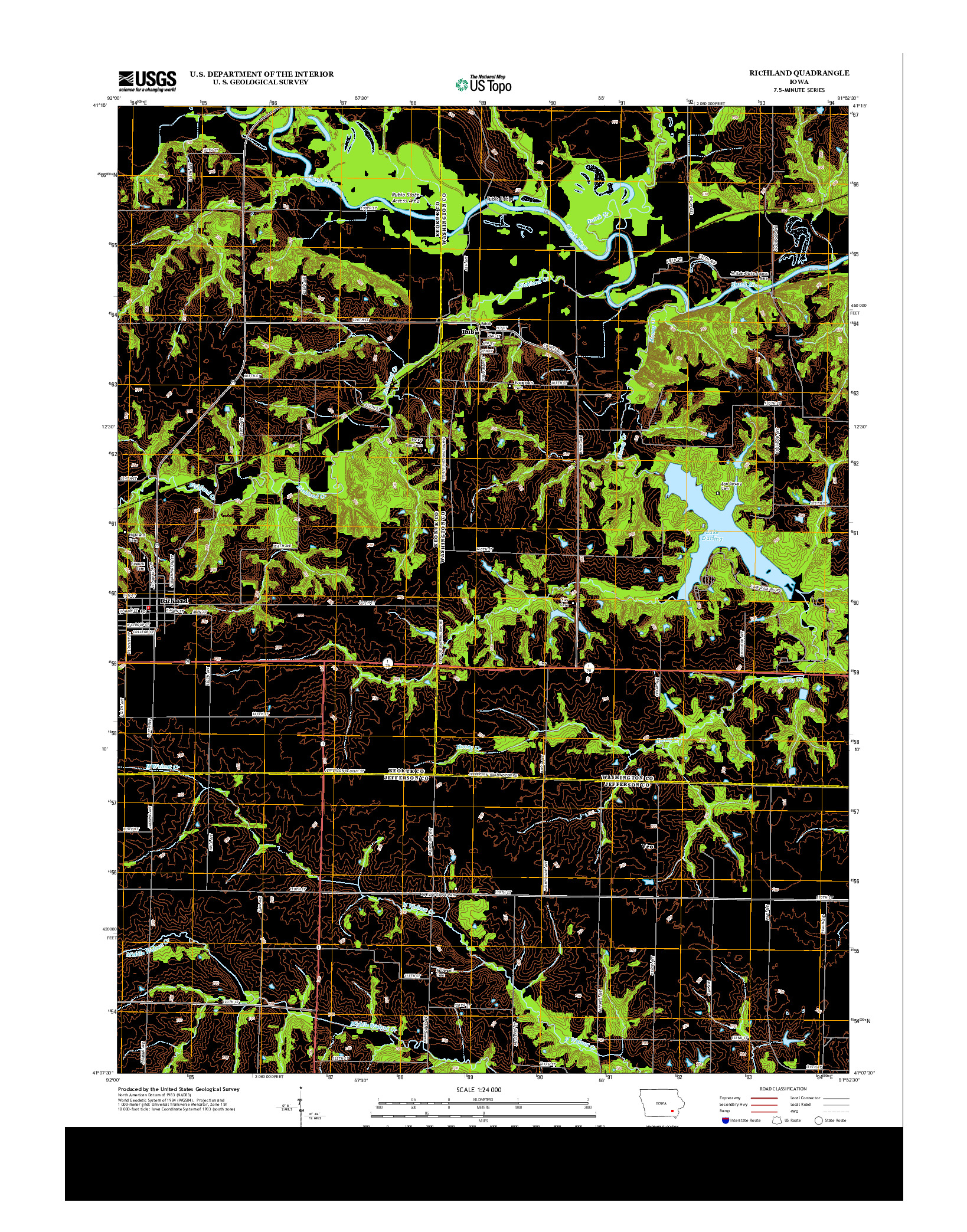 USGS US TOPO 7.5-MINUTE MAP FOR RICHLAND, IA 2013