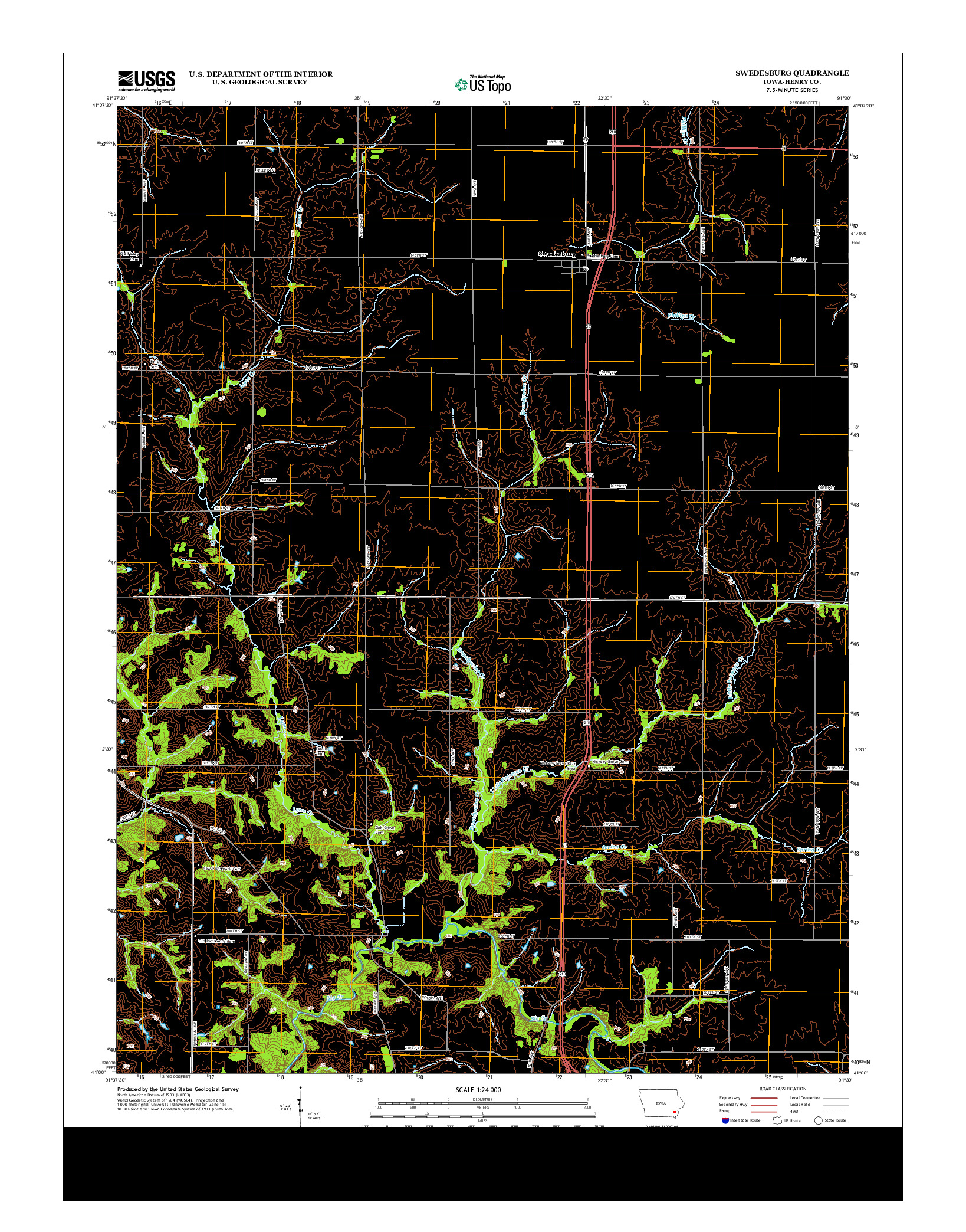 USGS US TOPO 7.5-MINUTE MAP FOR SWEDESBURG, IA 2013