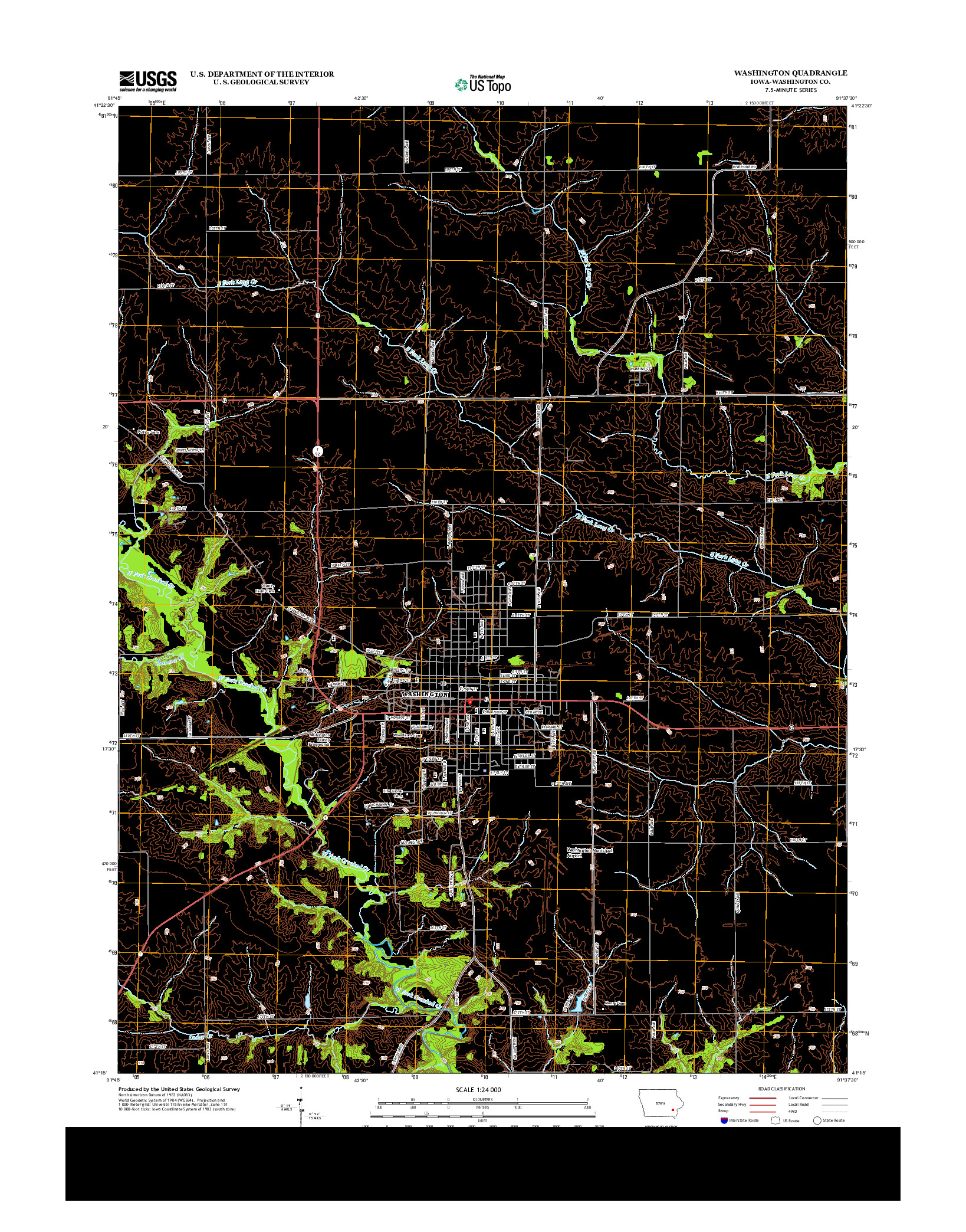 USGS US TOPO 7.5-MINUTE MAP FOR WASHINGTON, IA 2013