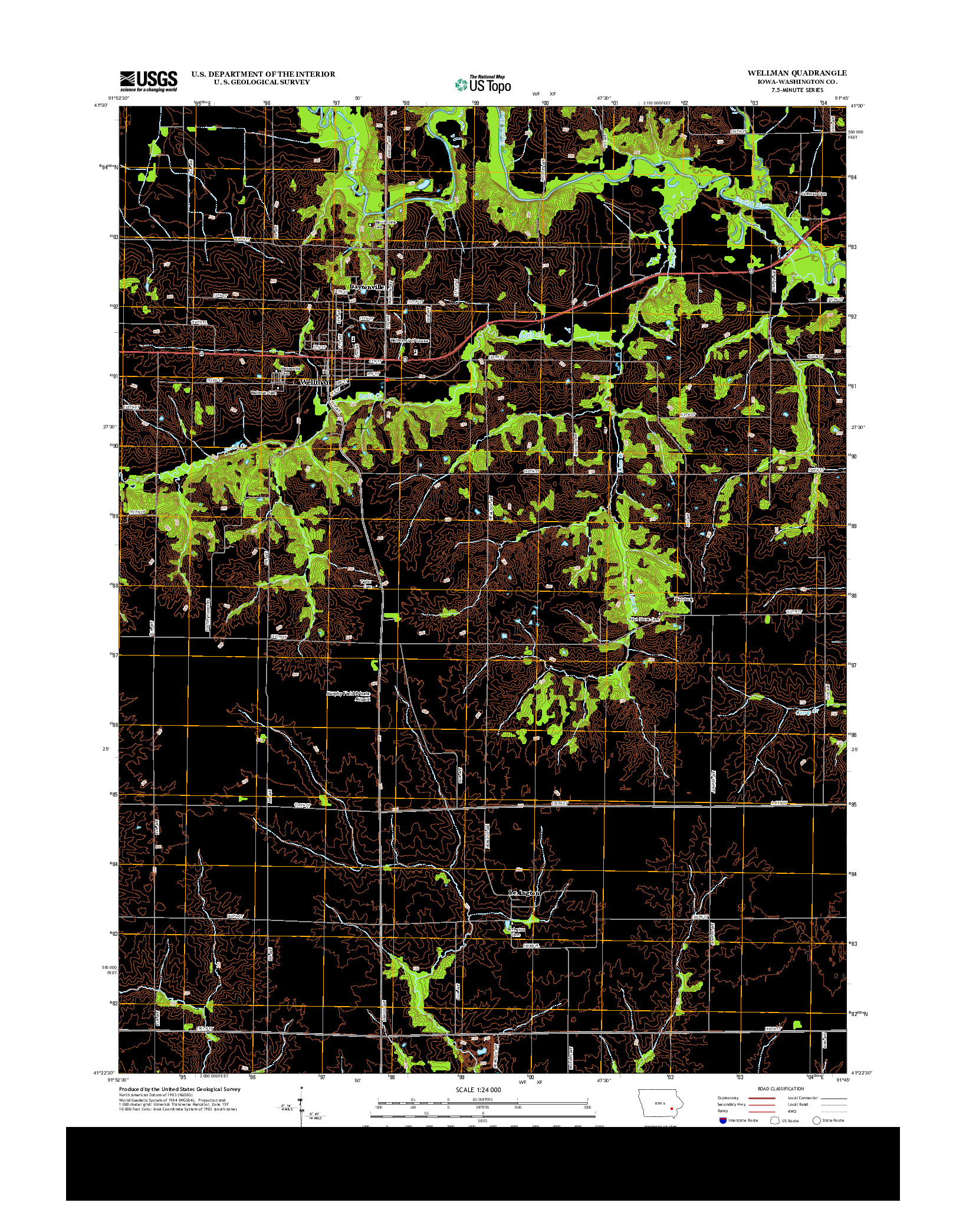 USGS US TOPO 7.5-MINUTE MAP FOR WELLMAN, IA 2013