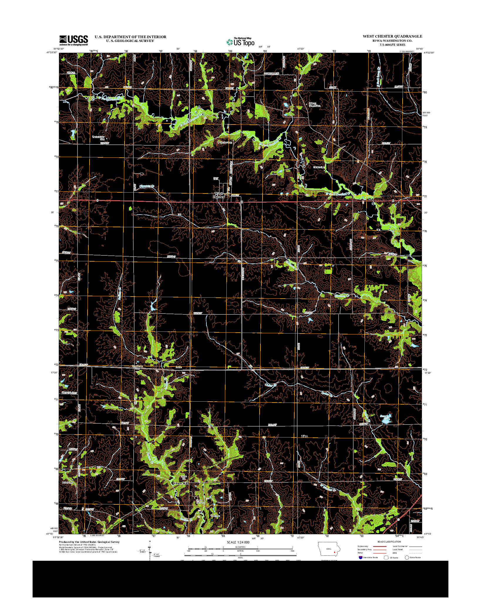 USGS US TOPO 7.5-MINUTE MAP FOR WEST CHESTER, IA 2013