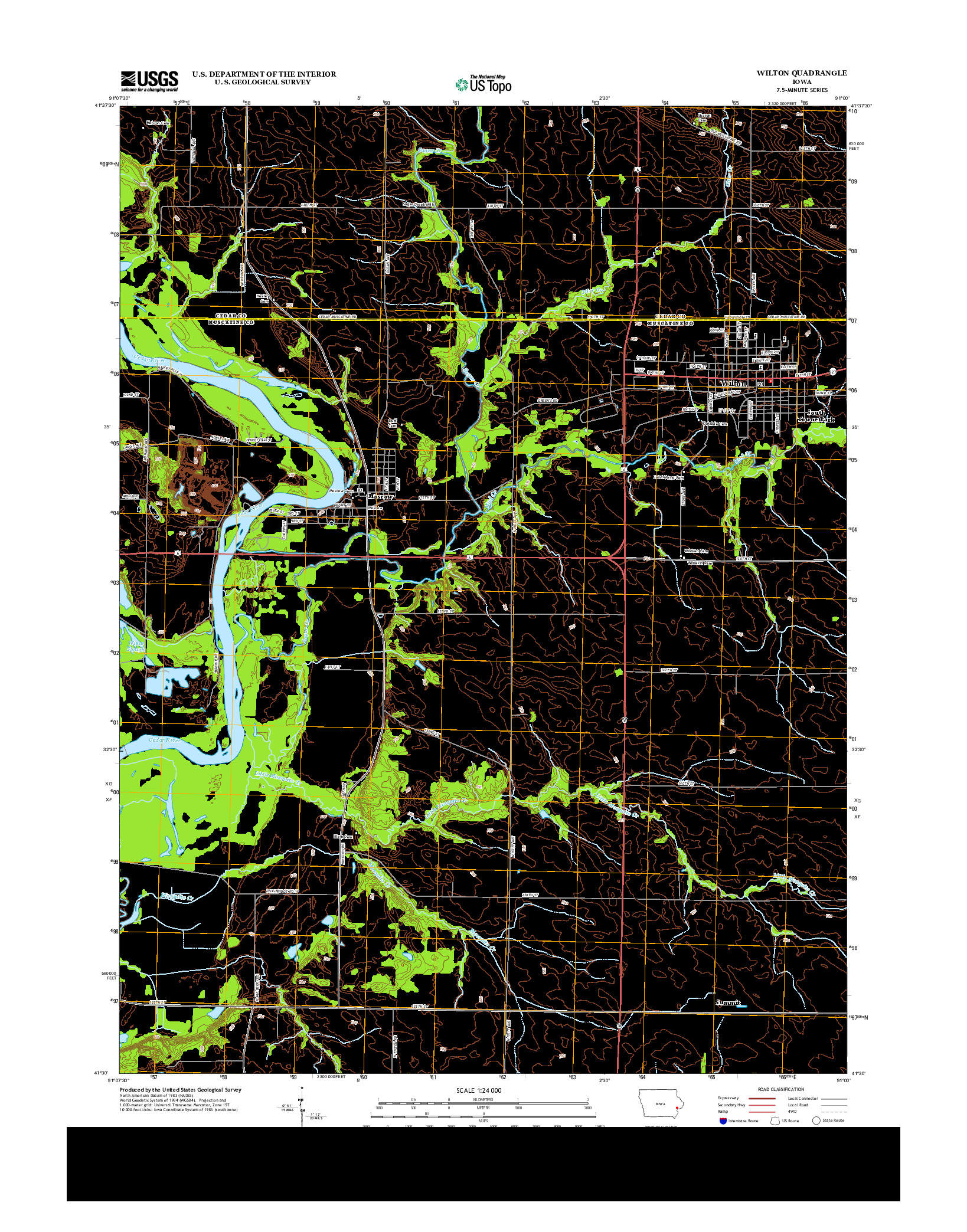 USGS US TOPO 7.5-MINUTE MAP FOR WILTON, IA 2013
