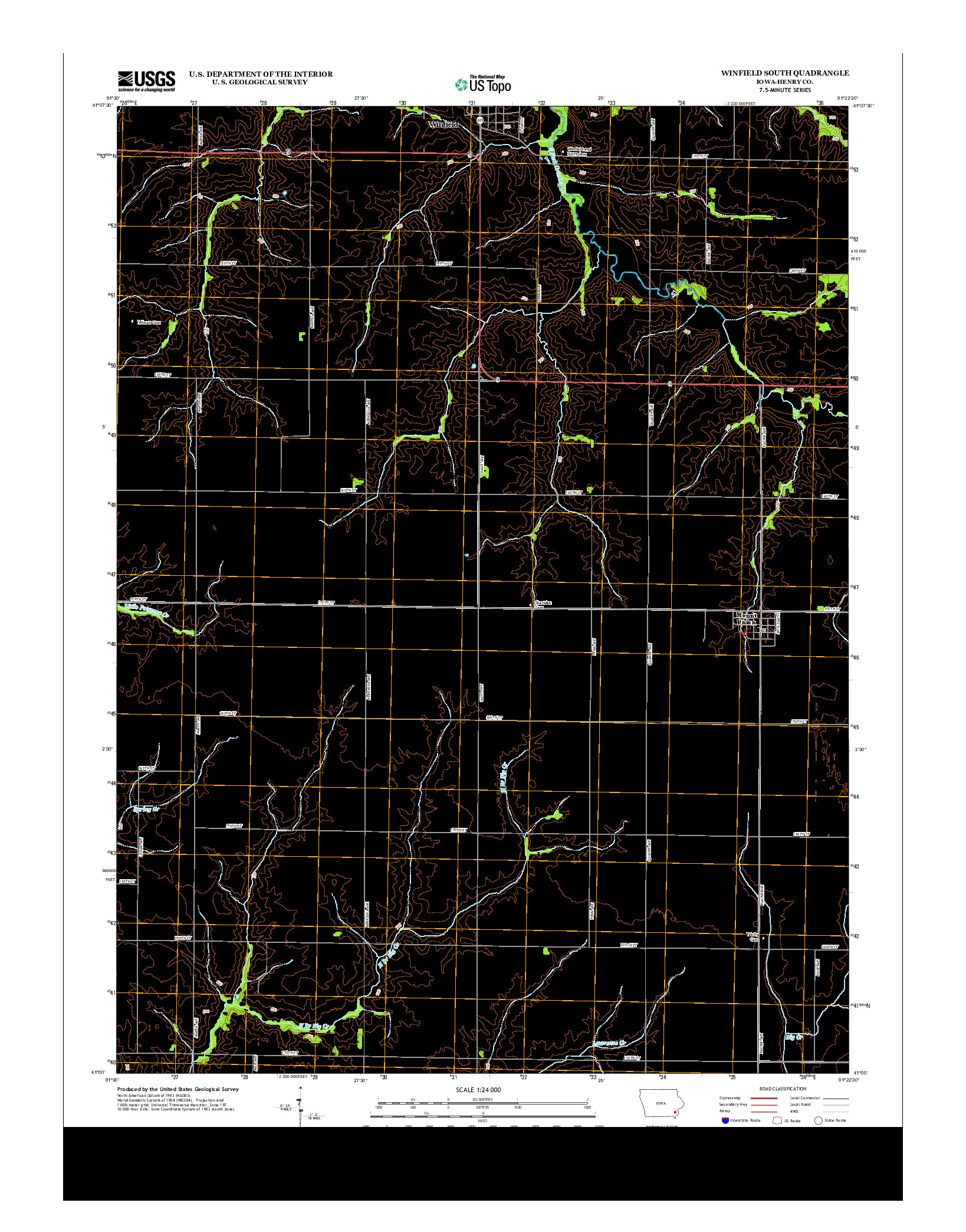 USGS US TOPO 7.5-MINUTE MAP FOR WINFIELD SOUTH, IA 2013