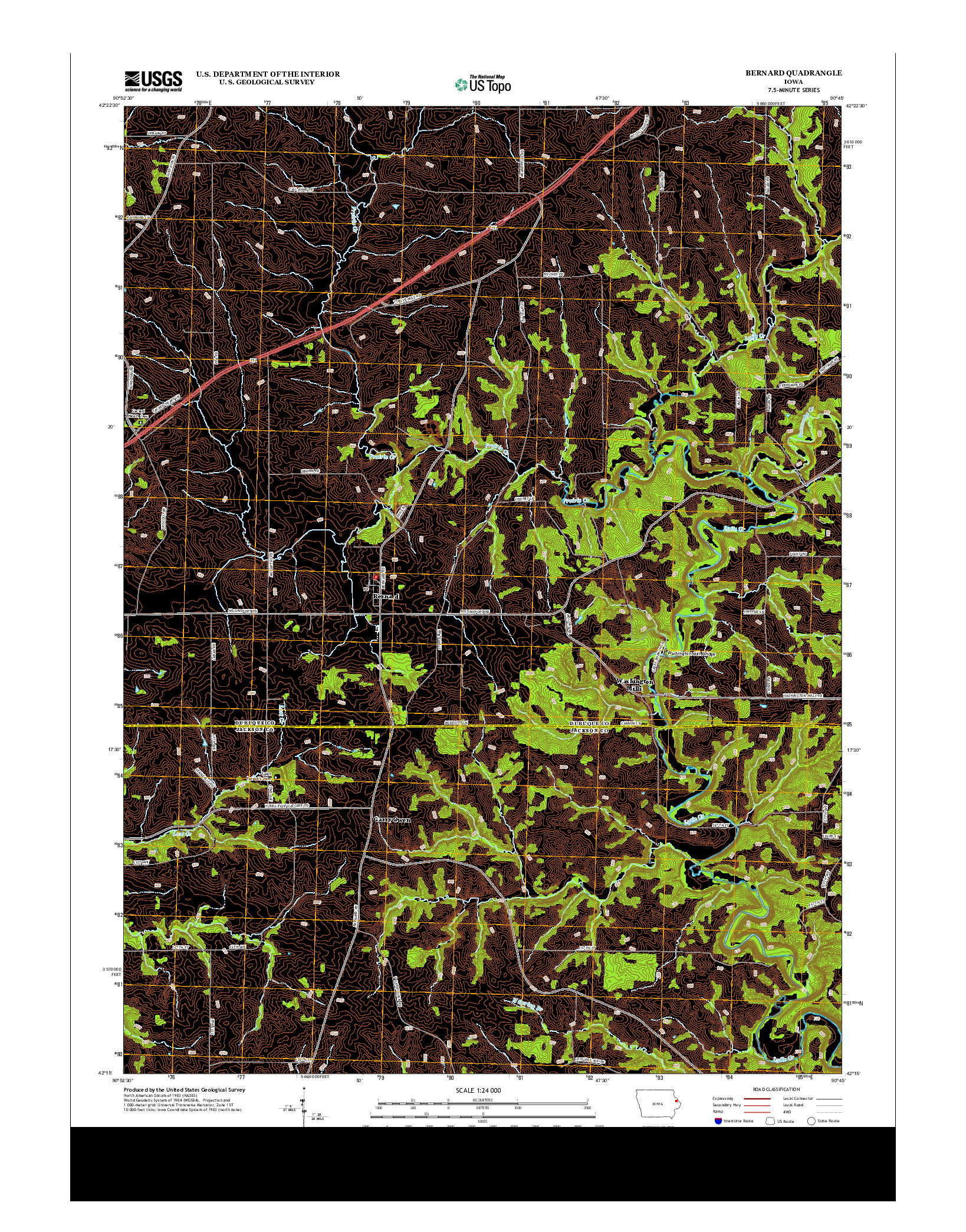 USGS US TOPO 7.5-MINUTE MAP FOR BERNARD, IA 2013