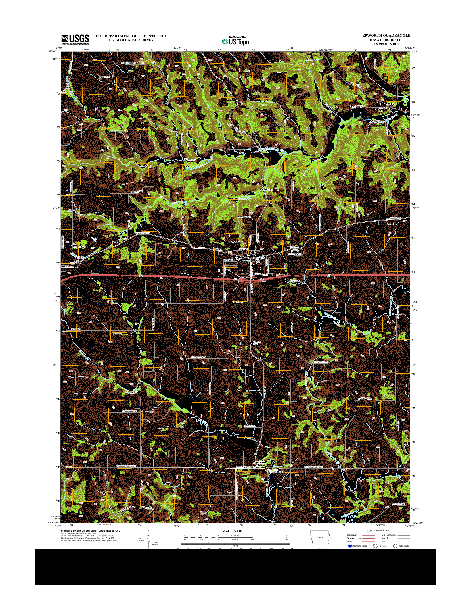USGS US TOPO 7.5-MINUTE MAP FOR EPWORTH, IA 2013