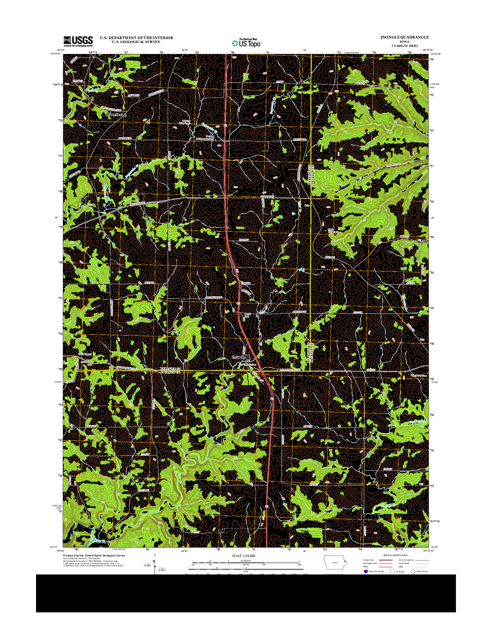USGS US TOPO 7.5-MINUTE MAP FOR ZWINGLE, IA 2013
