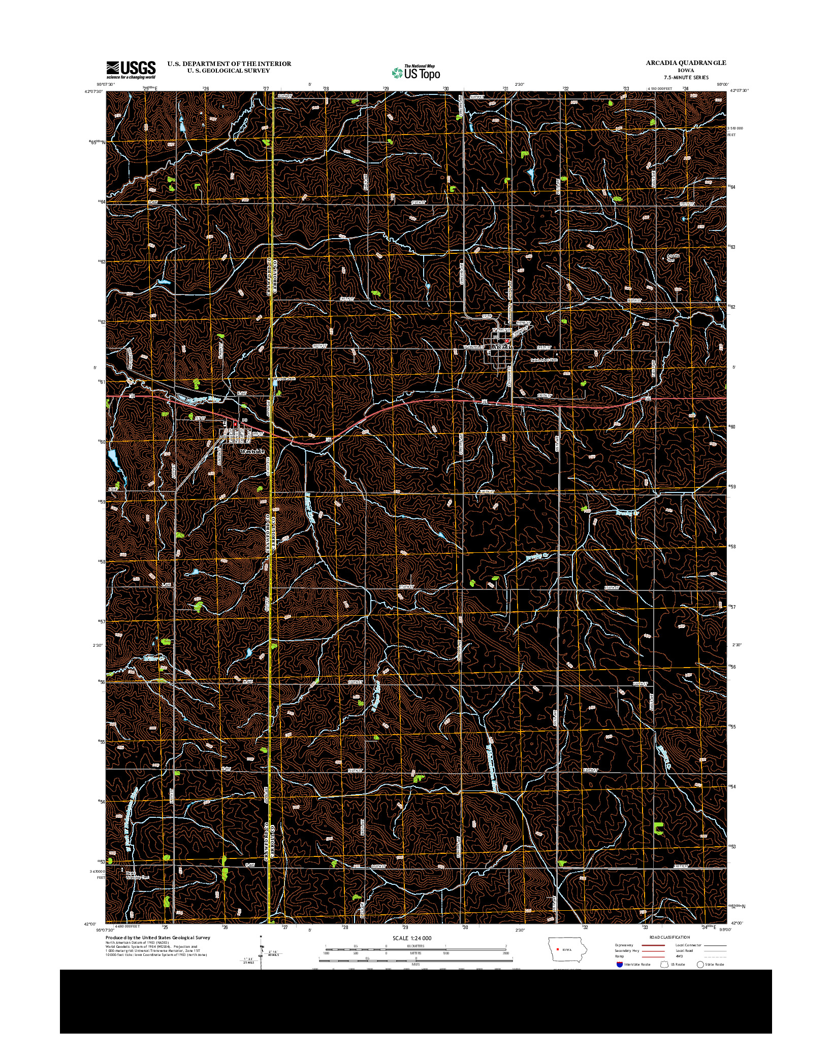 USGS US TOPO 7.5-MINUTE MAP FOR ARCADIA, IA 2013