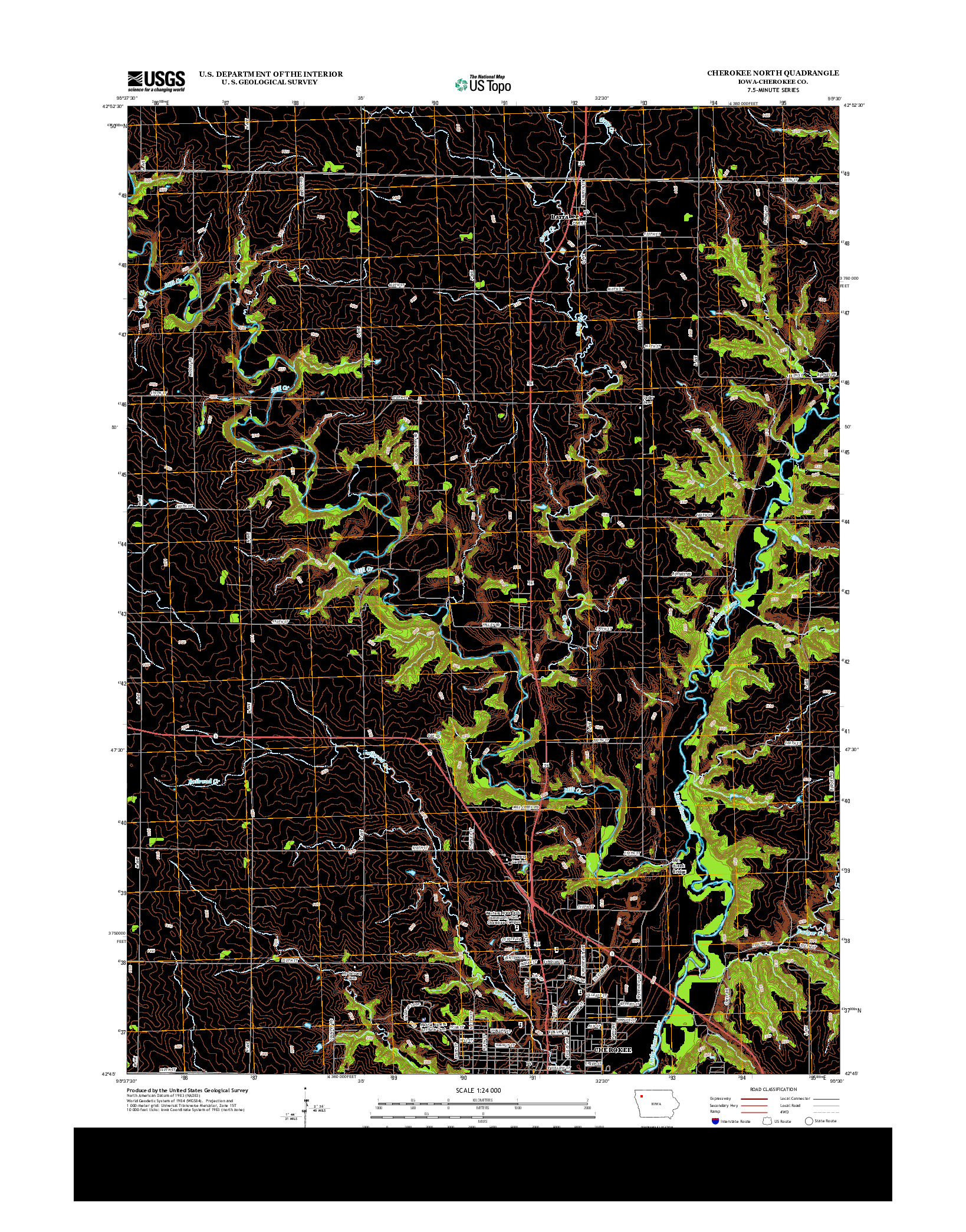 USGS US TOPO 7.5-MINUTE MAP FOR CHEROKEE NORTH, IA 2013