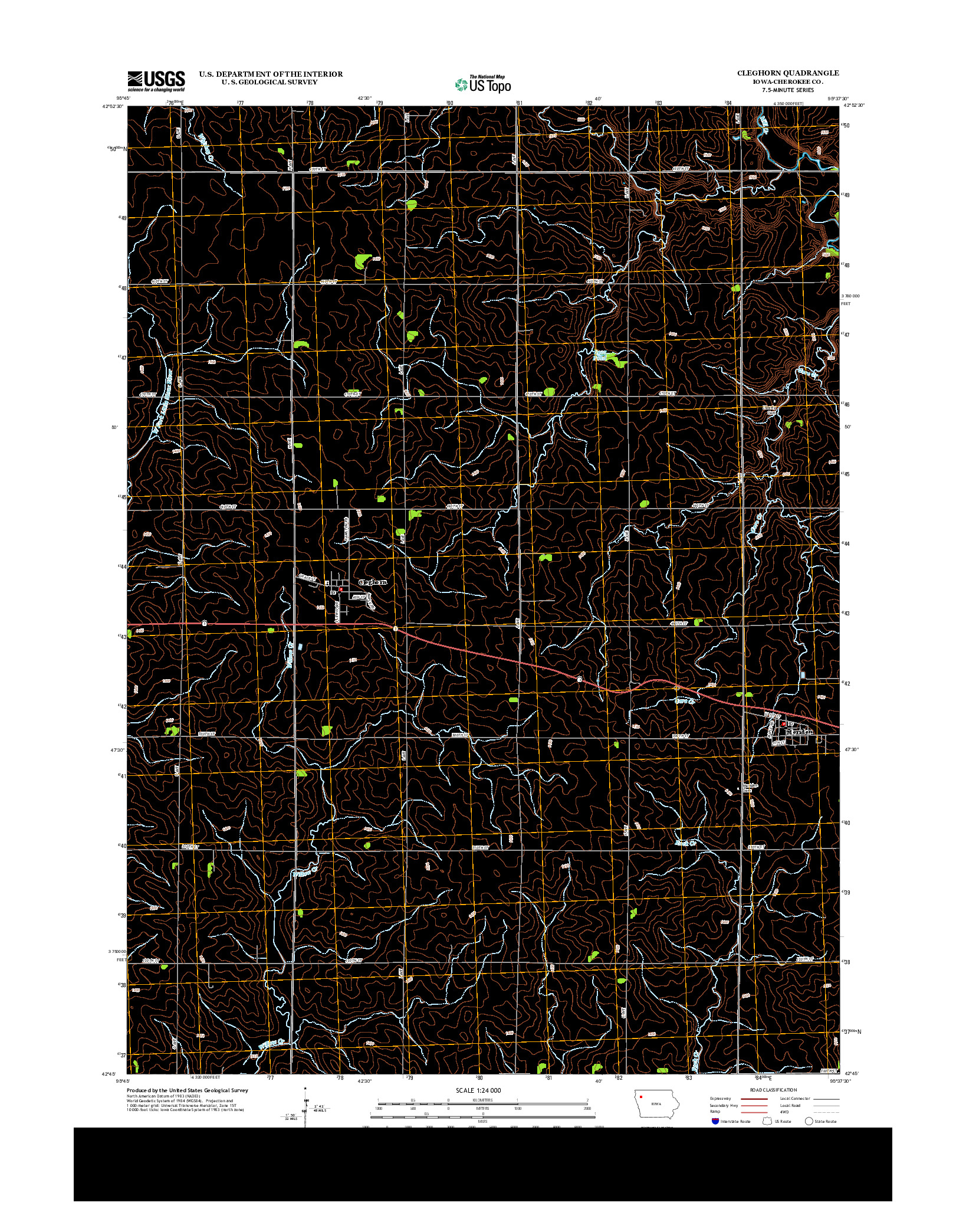 USGS US TOPO 7.5-MINUTE MAP FOR CLEGHORN, IA 2013