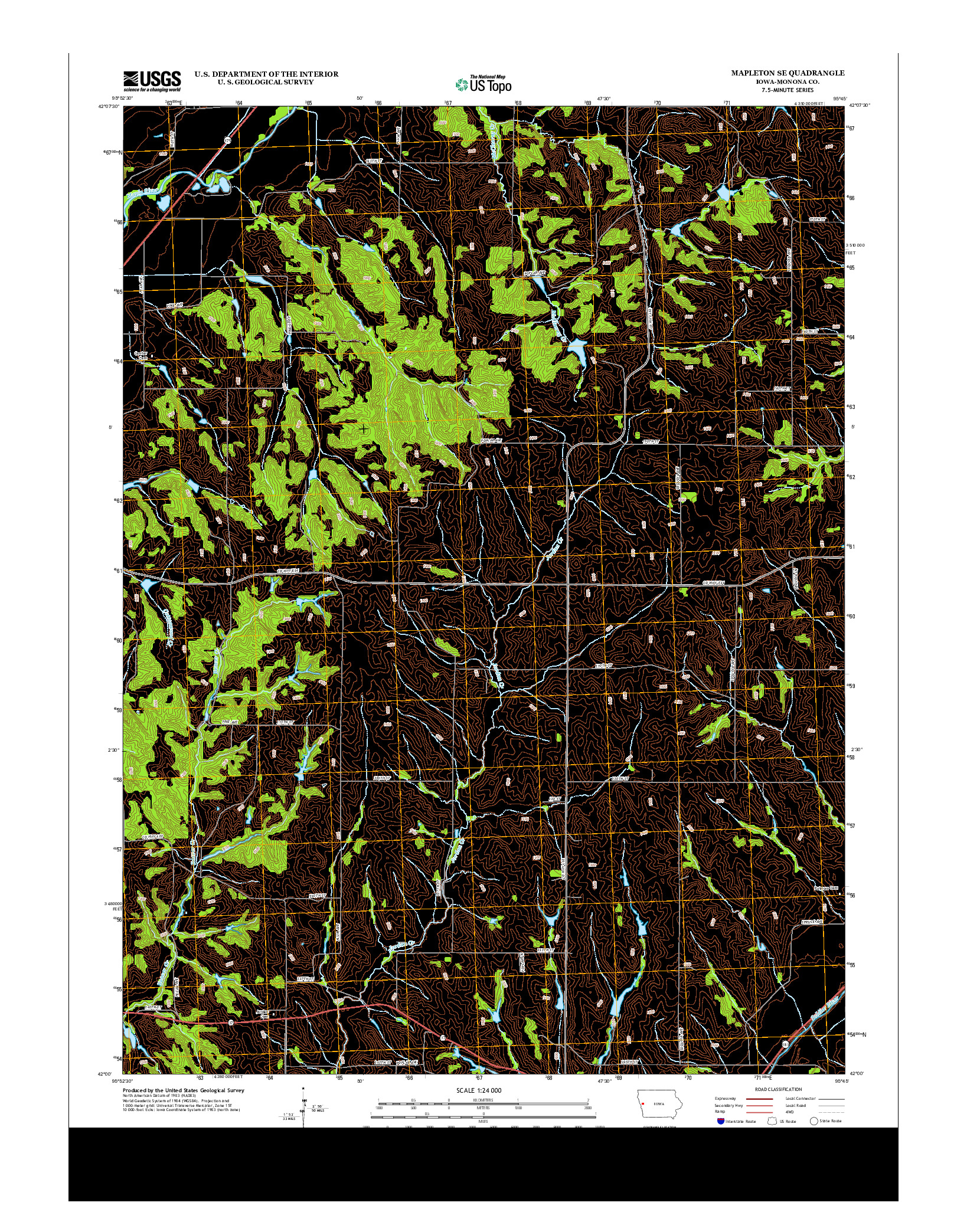 USGS US TOPO 7.5-MINUTE MAP FOR MAPLETON SE, IA 2013