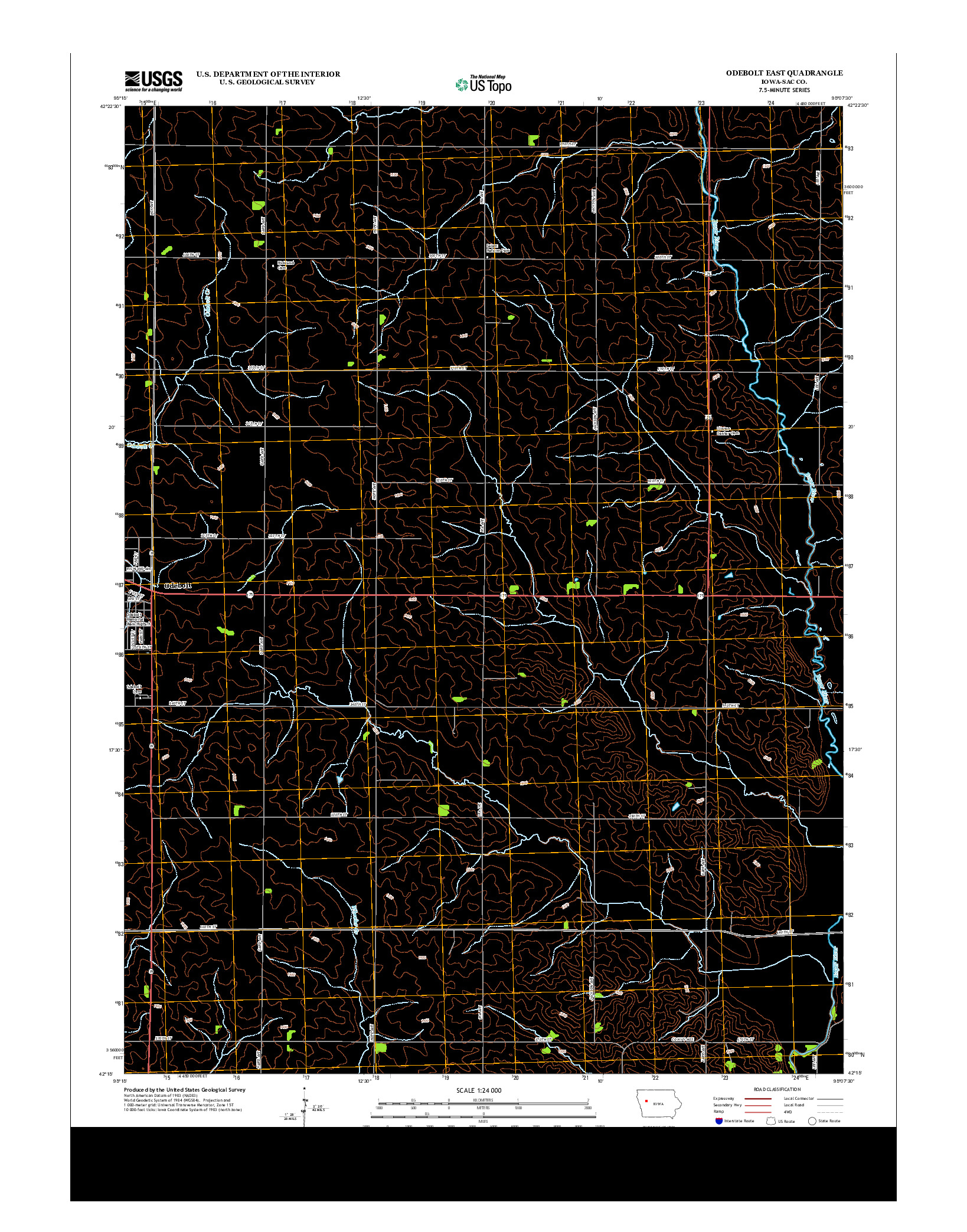USGS US TOPO 7.5-MINUTE MAP FOR ODEBOLT EAST, IA 2013