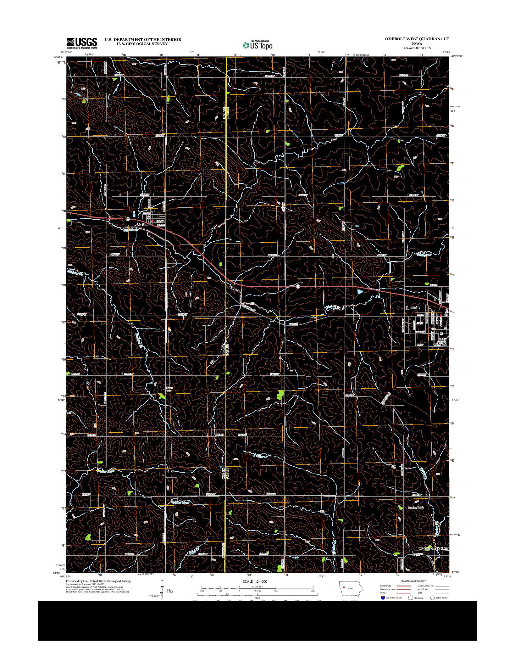 USGS US TOPO 7.5-MINUTE MAP FOR ODEBOLT WEST, IA 2013