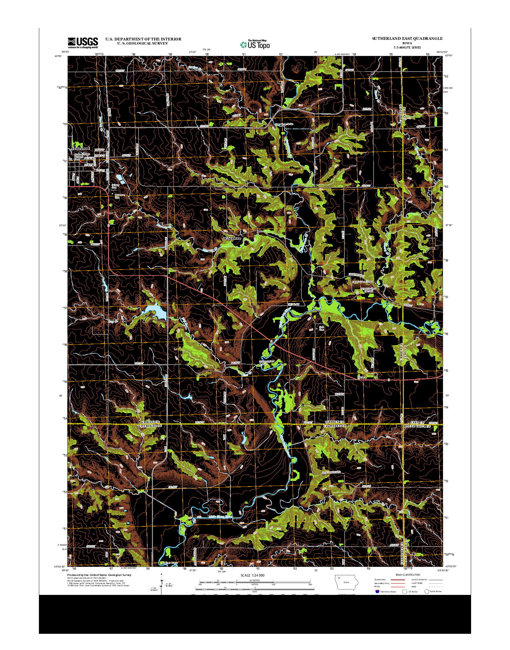 USGS US TOPO 7.5-MINUTE MAP FOR SUTHERLAND EAST, IA 2013