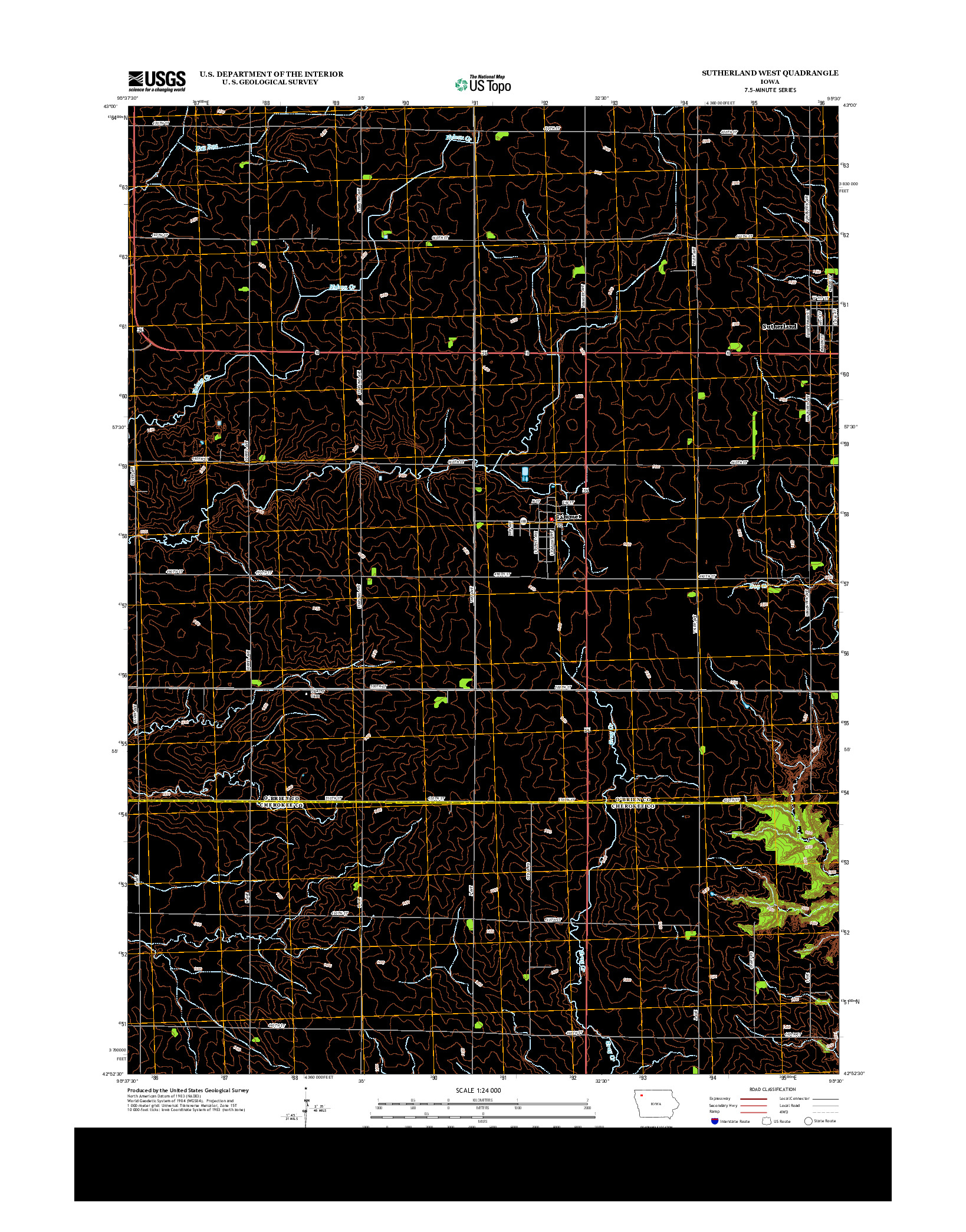 USGS US TOPO 7.5-MINUTE MAP FOR SUTHERLAND WEST, IA 2013