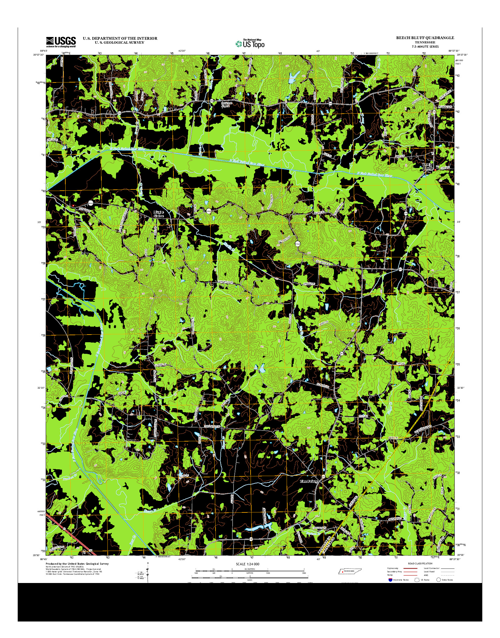 USGS US TOPO 7.5-MINUTE MAP FOR BEECH BLUFF, TN 2013