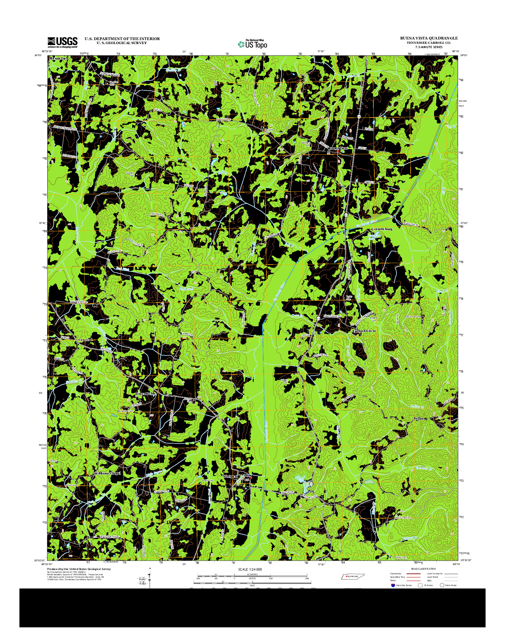 USGS US TOPO 7.5-MINUTE MAP FOR BUENA VISTA, TN 2013
