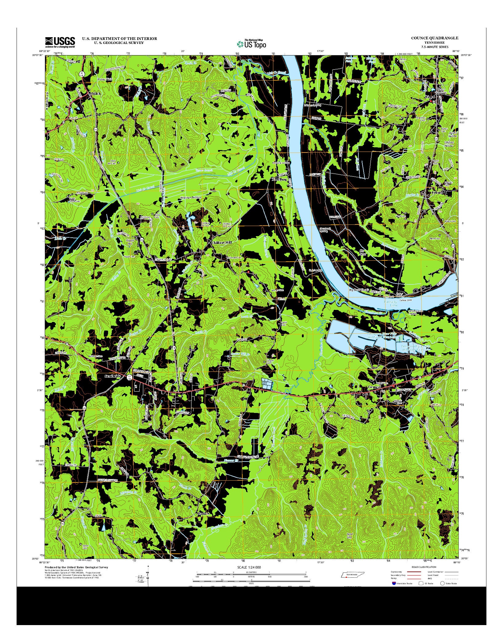 USGS US TOPO 7.5-MINUTE MAP FOR COUNCE, TN 2013