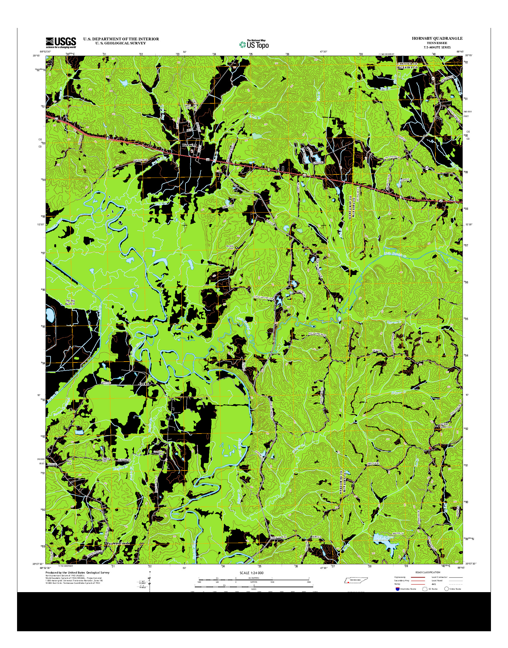 USGS US TOPO 7.5-MINUTE MAP FOR HORNSBY, TN 2013