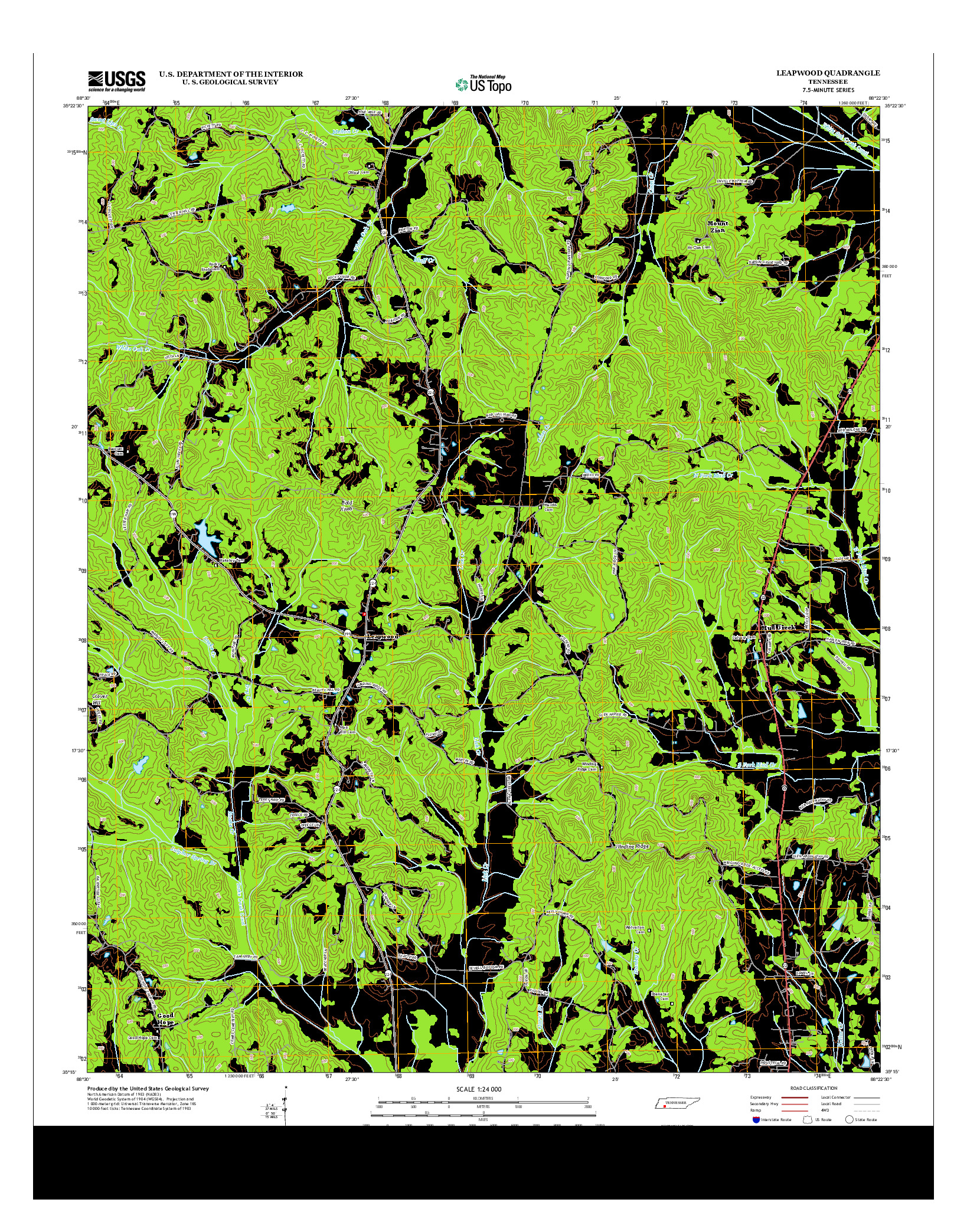USGS US TOPO 7.5-MINUTE MAP FOR LEAPWOOD, TN 2013