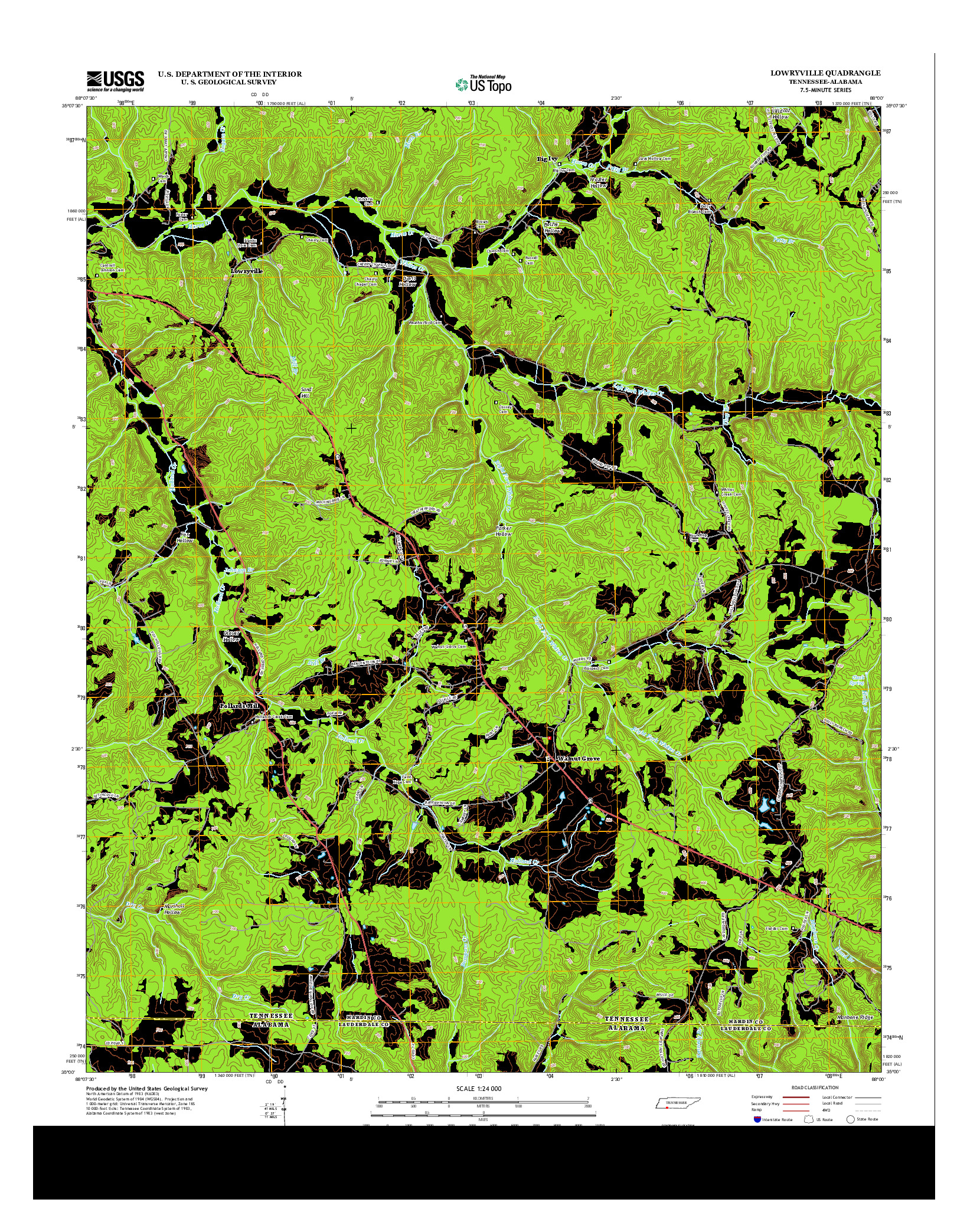 USGS US TOPO 7.5-MINUTE MAP FOR LOWRYVILLE, TN-AL 2013