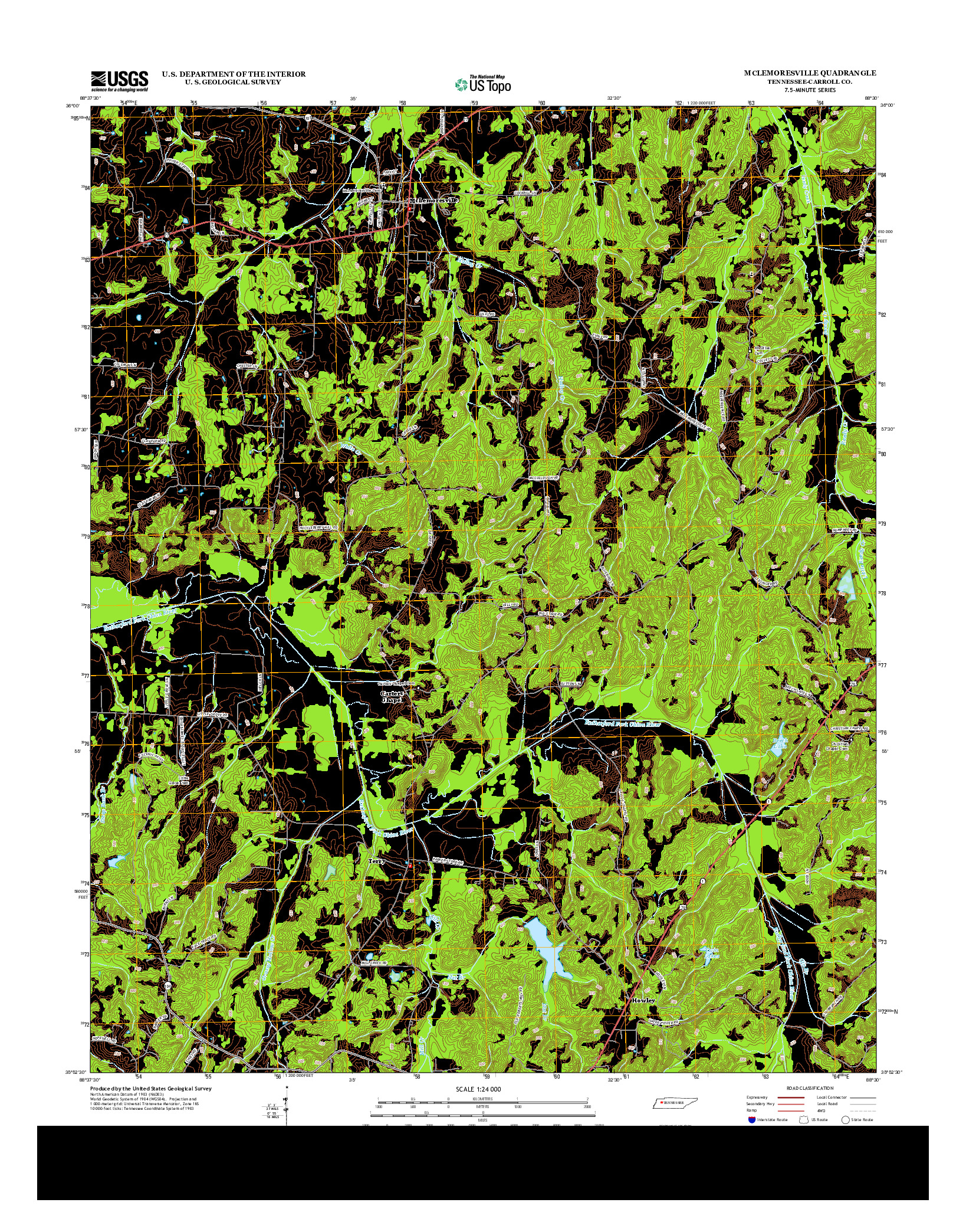 USGS US TOPO 7.5-MINUTE MAP FOR MCLEMORESVILLE, TN 2013