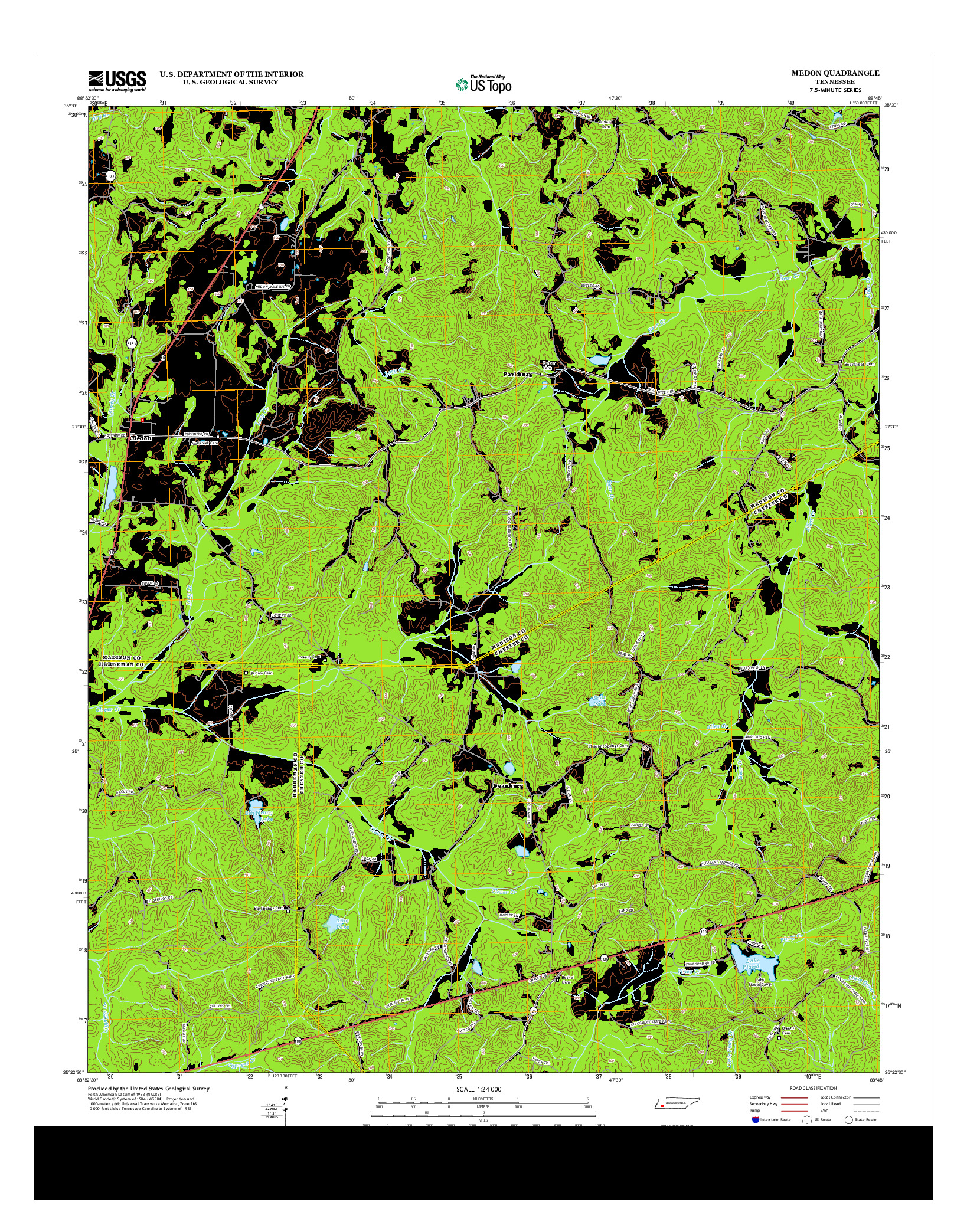 USGS US TOPO 7.5-MINUTE MAP FOR MEDON, TN 2013