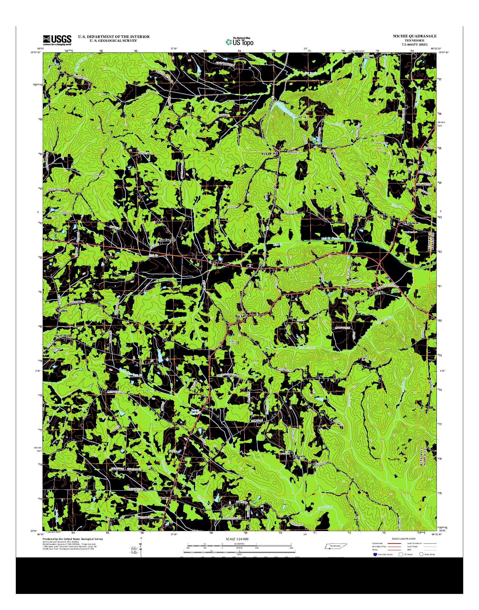 USGS US TOPO 7.5-MINUTE MAP FOR MICHIE, TN 2013