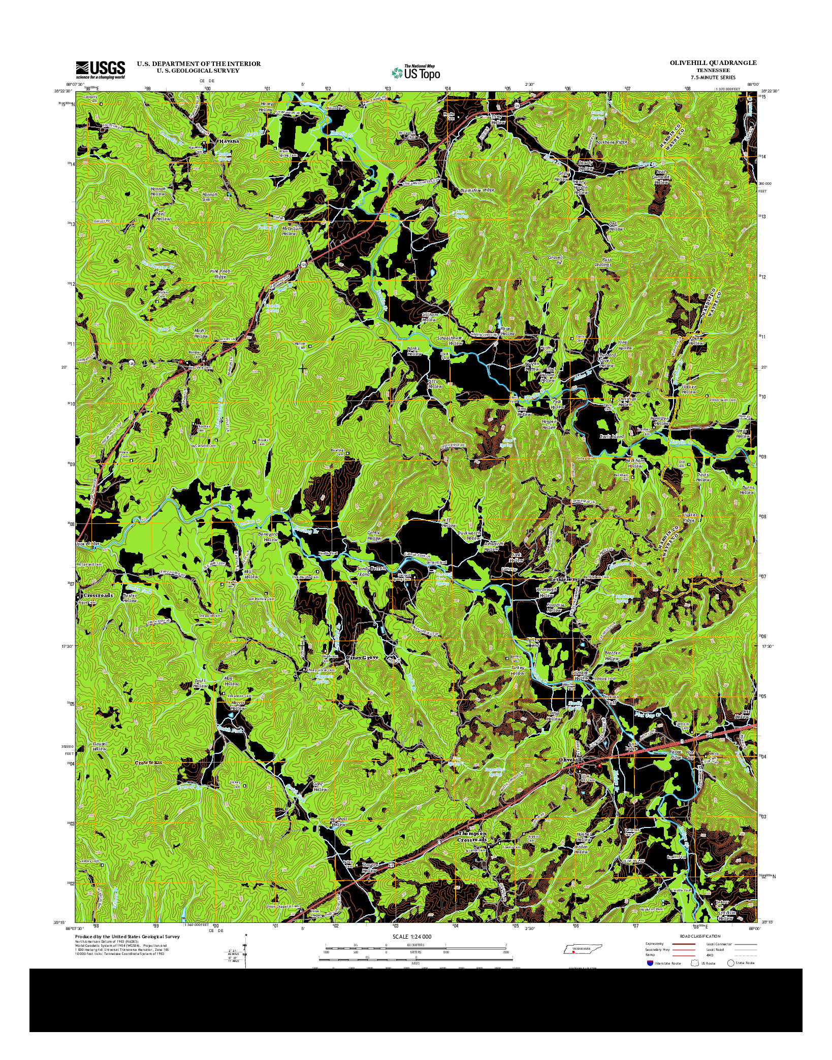 USGS US TOPO 7.5-MINUTE MAP FOR OLIVEHILL, TN 2013