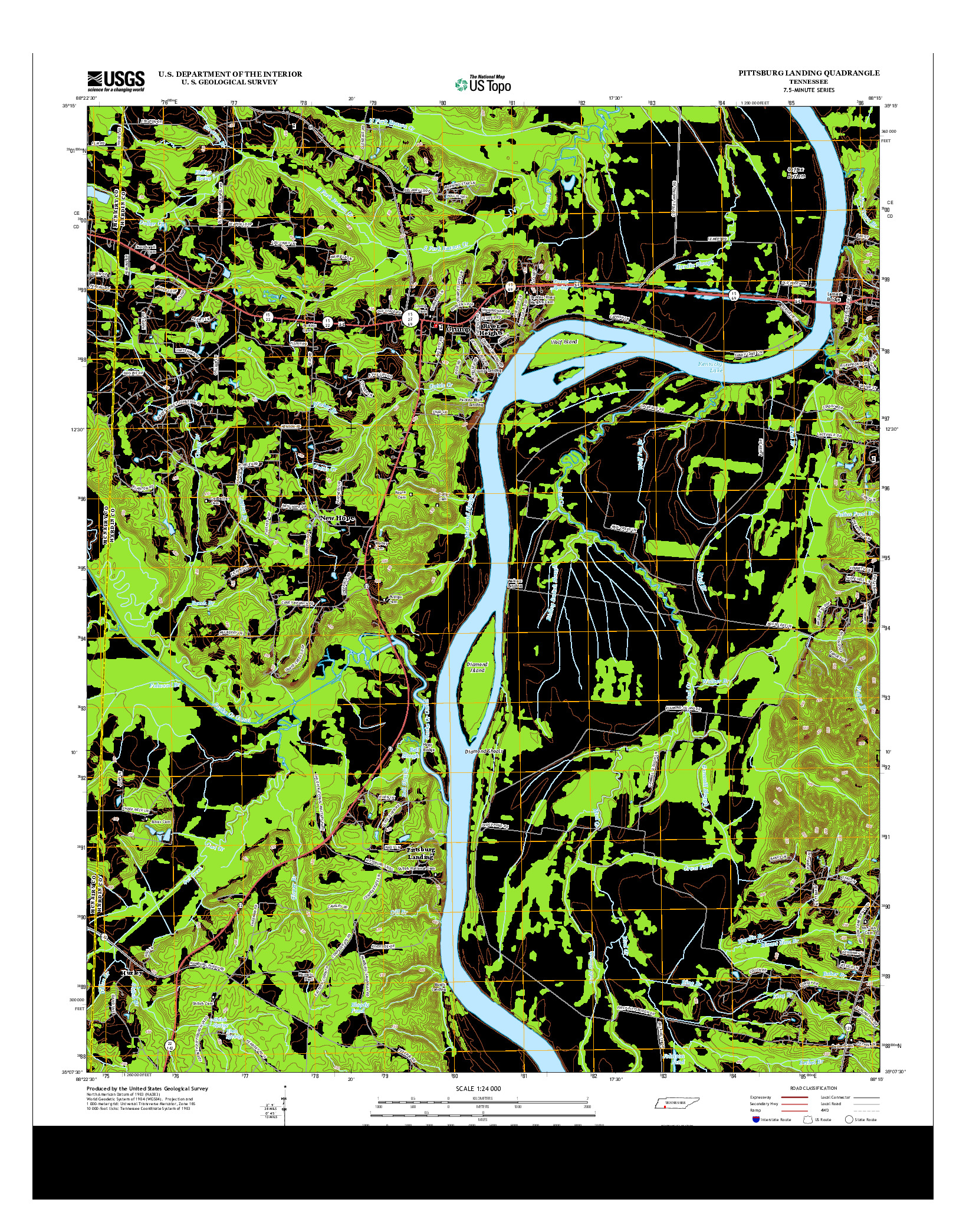 USGS US TOPO 7.5-MINUTE MAP FOR PITTSBURG LANDING, TN 2013