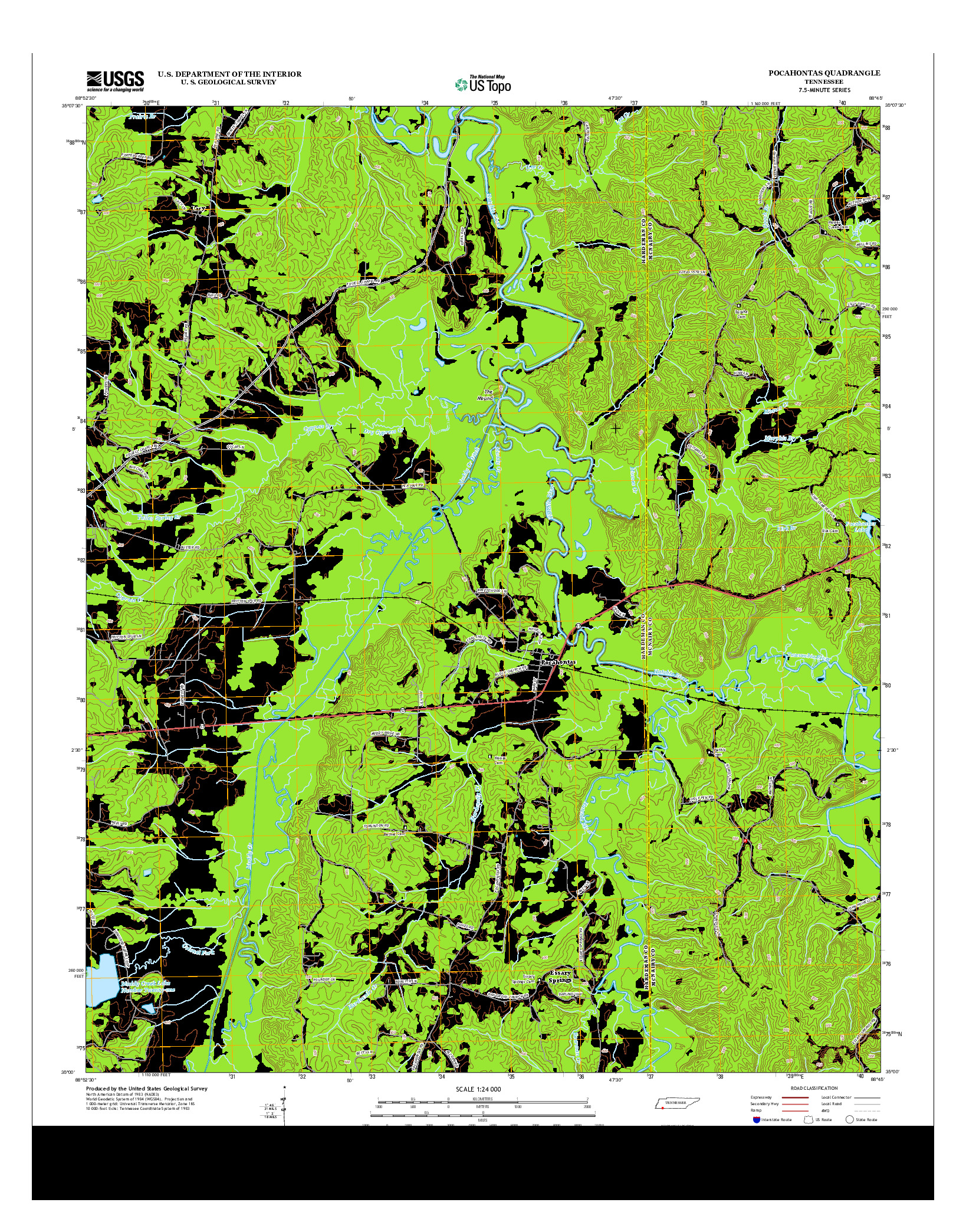 USGS US TOPO 7.5-MINUTE MAP FOR POCAHONTAS, TN 2013