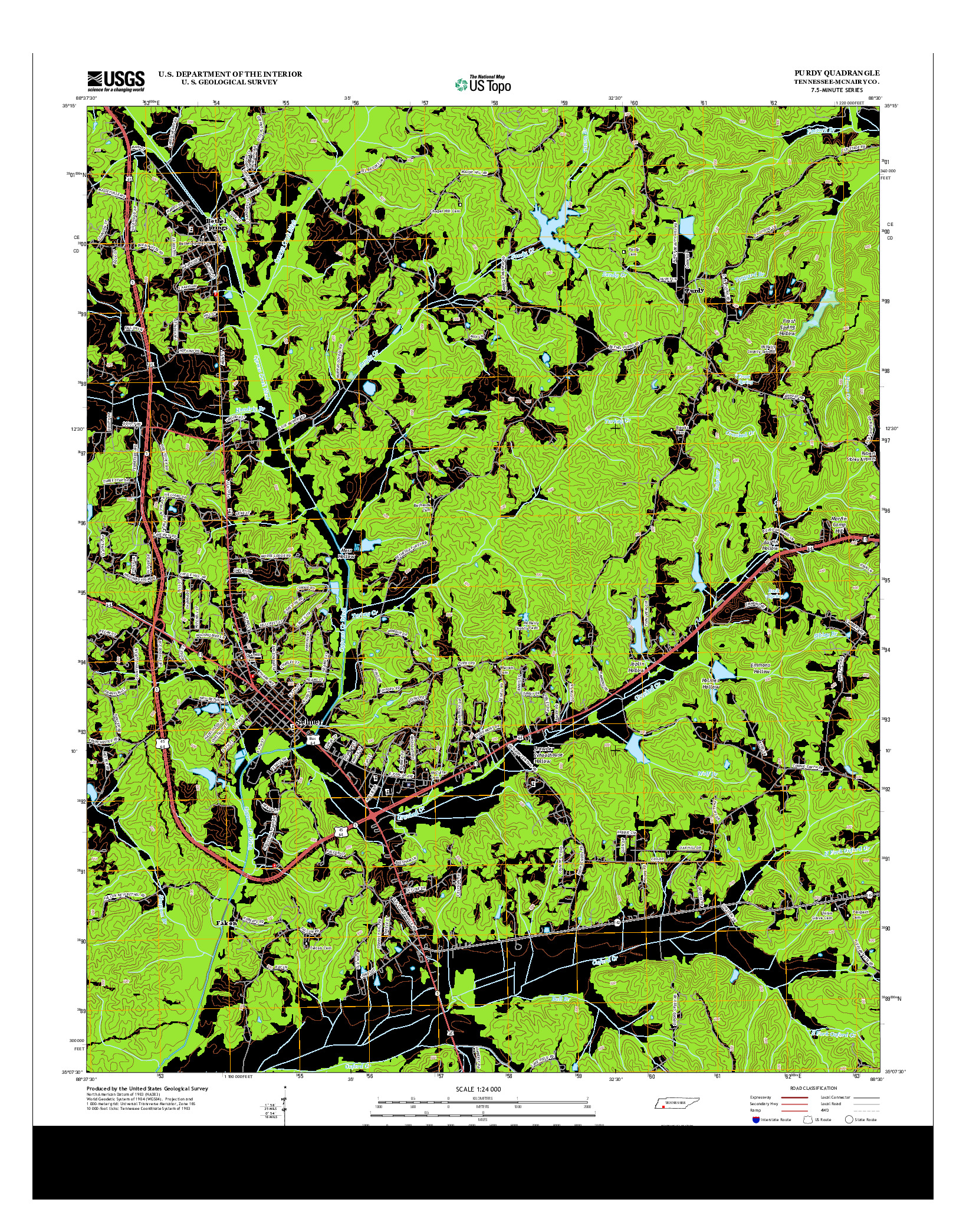 USGS US TOPO 7.5-MINUTE MAP FOR PURDY, TN 2013