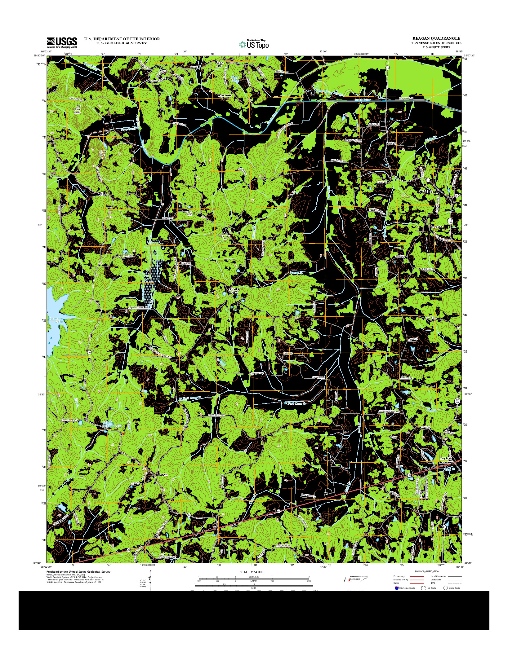 USGS US TOPO 7.5-MINUTE MAP FOR REAGAN, TN 2013