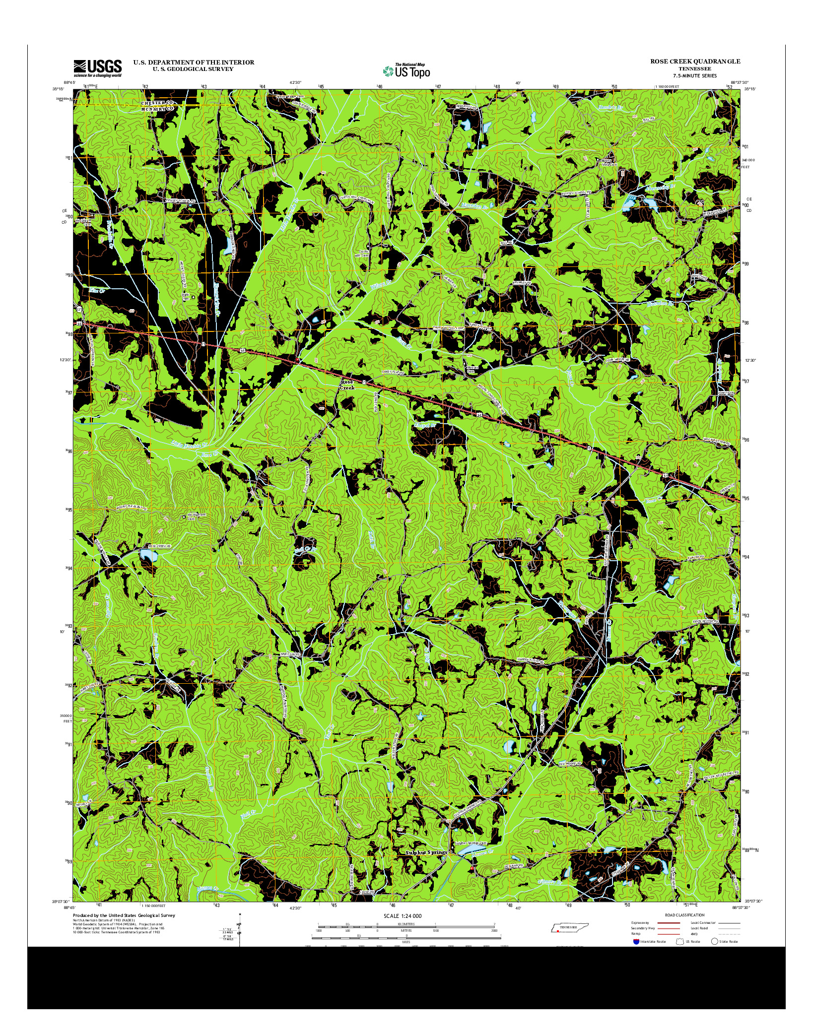 USGS US TOPO 7.5-MINUTE MAP FOR ROSE CREEK, TN 2013