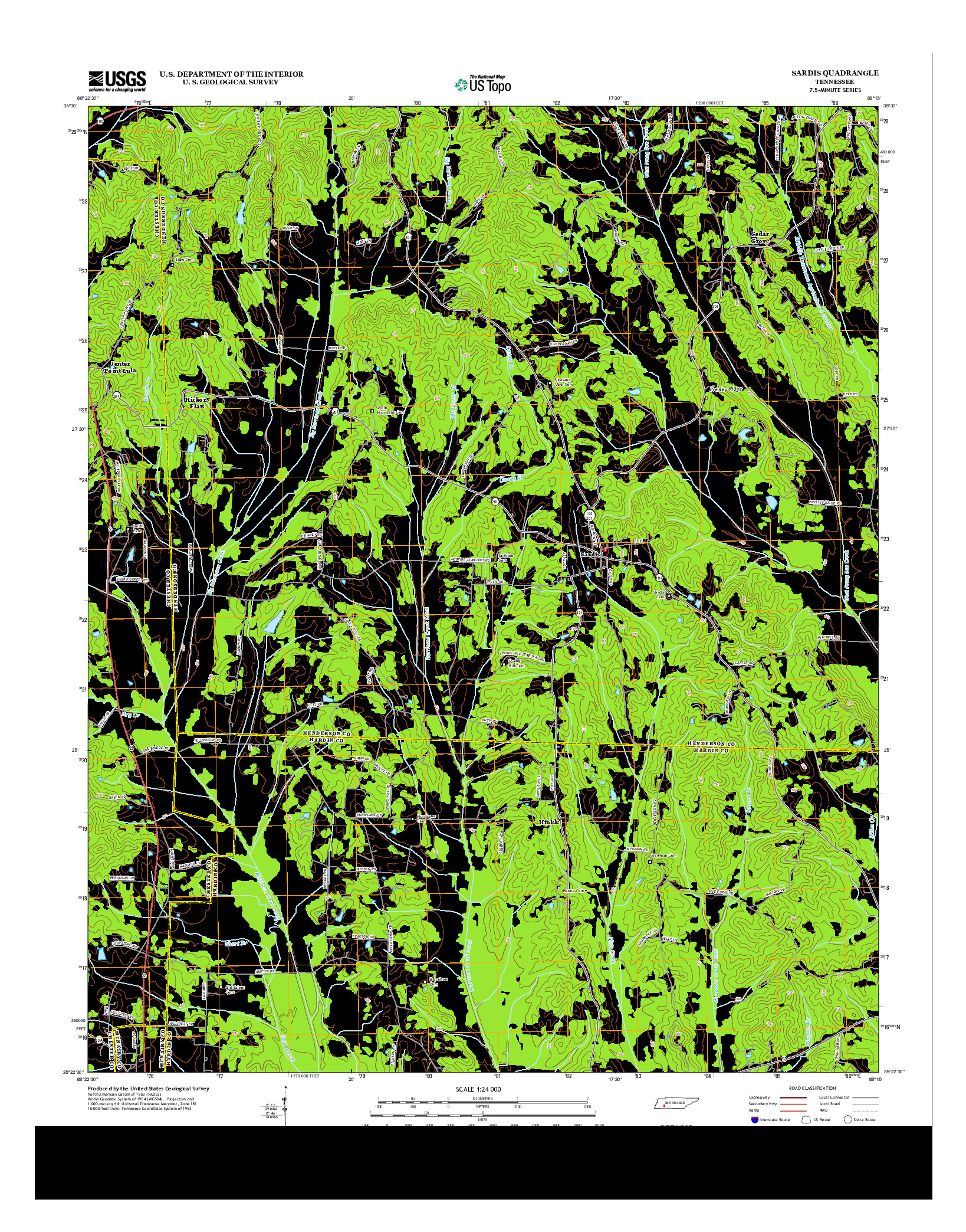 USGS US TOPO 7.5-MINUTE MAP FOR SARDIS, TN 2013