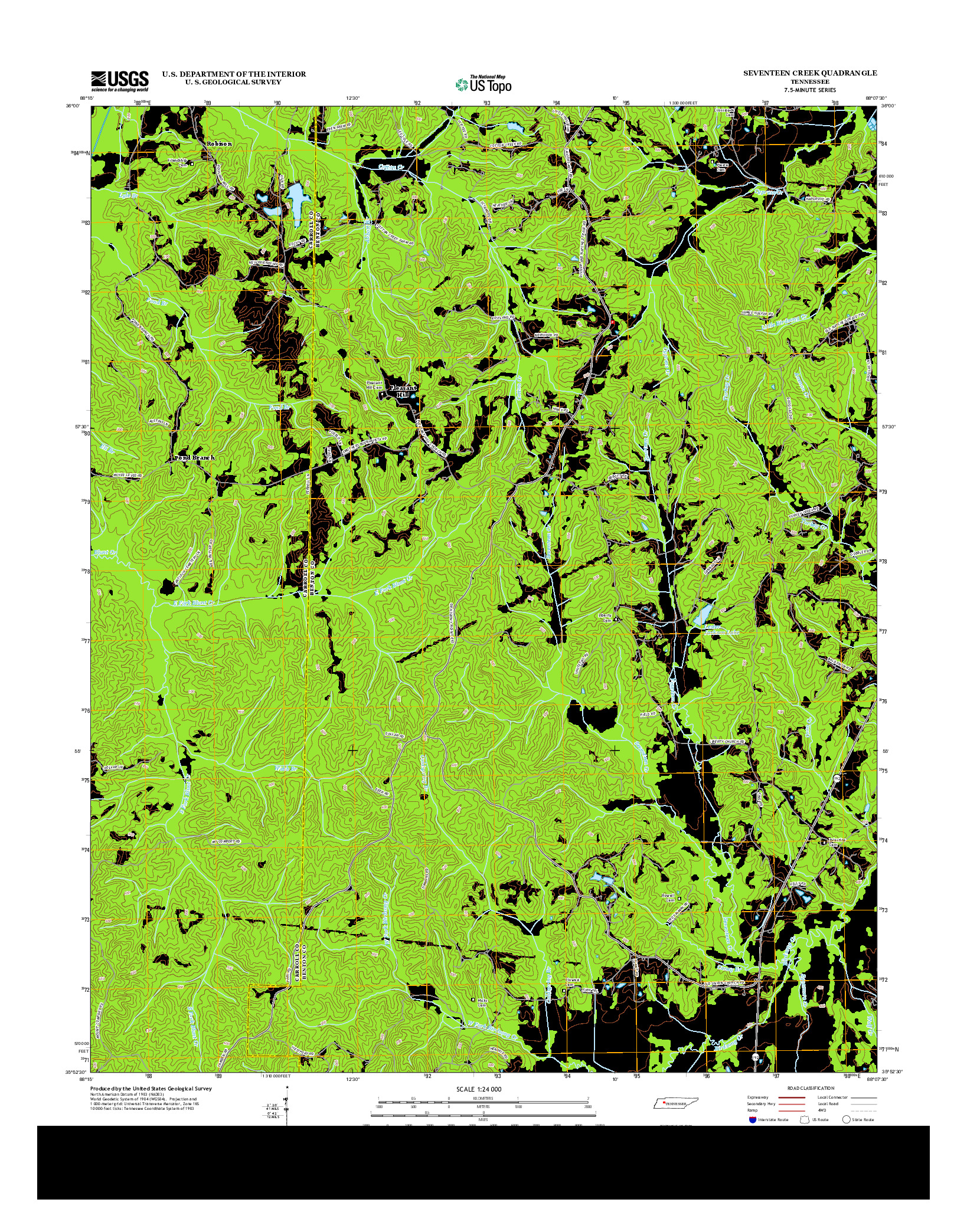 USGS US TOPO 7.5-MINUTE MAP FOR SEVENTEEN CREEK, TN 2013