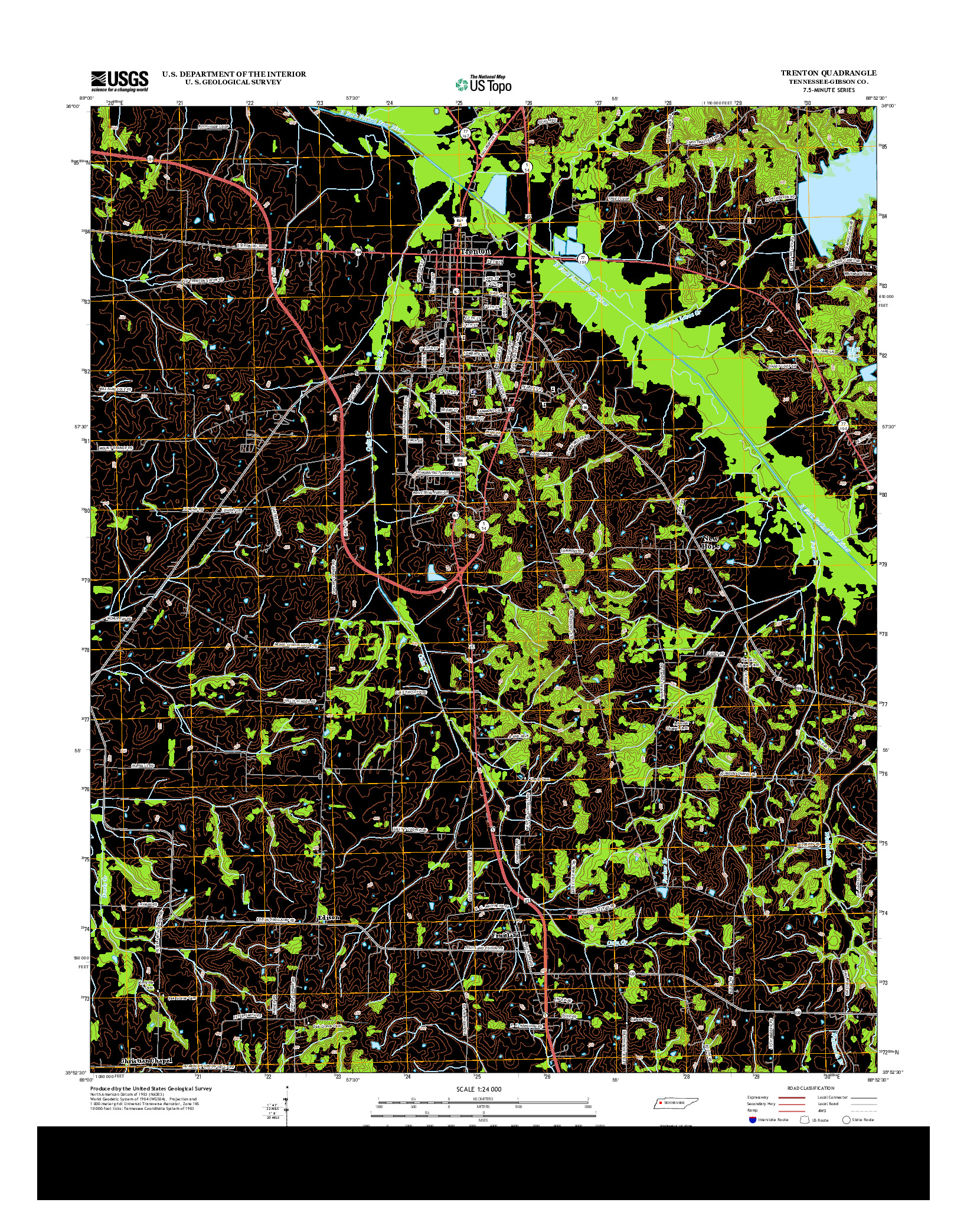 USGS US TOPO 7.5-MINUTE MAP FOR TRENTON, TN 2013