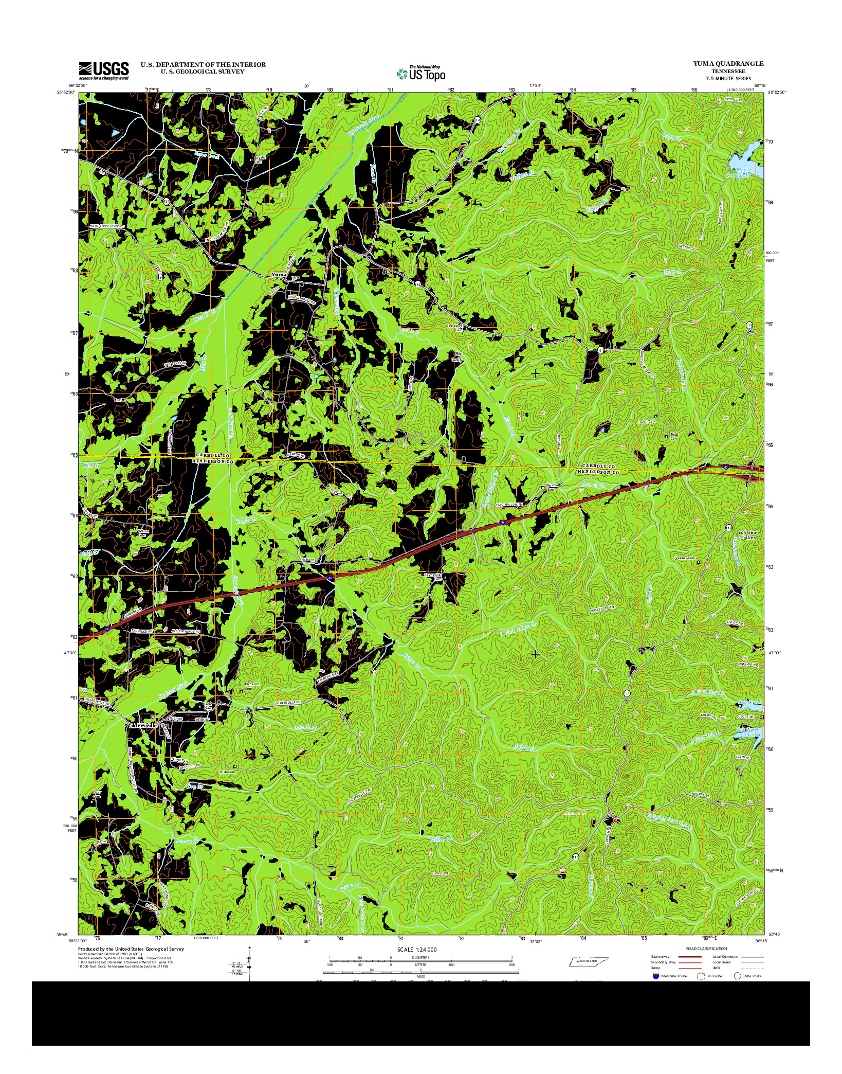 USGS US TOPO 7.5-MINUTE MAP FOR YUMA, TN 2013