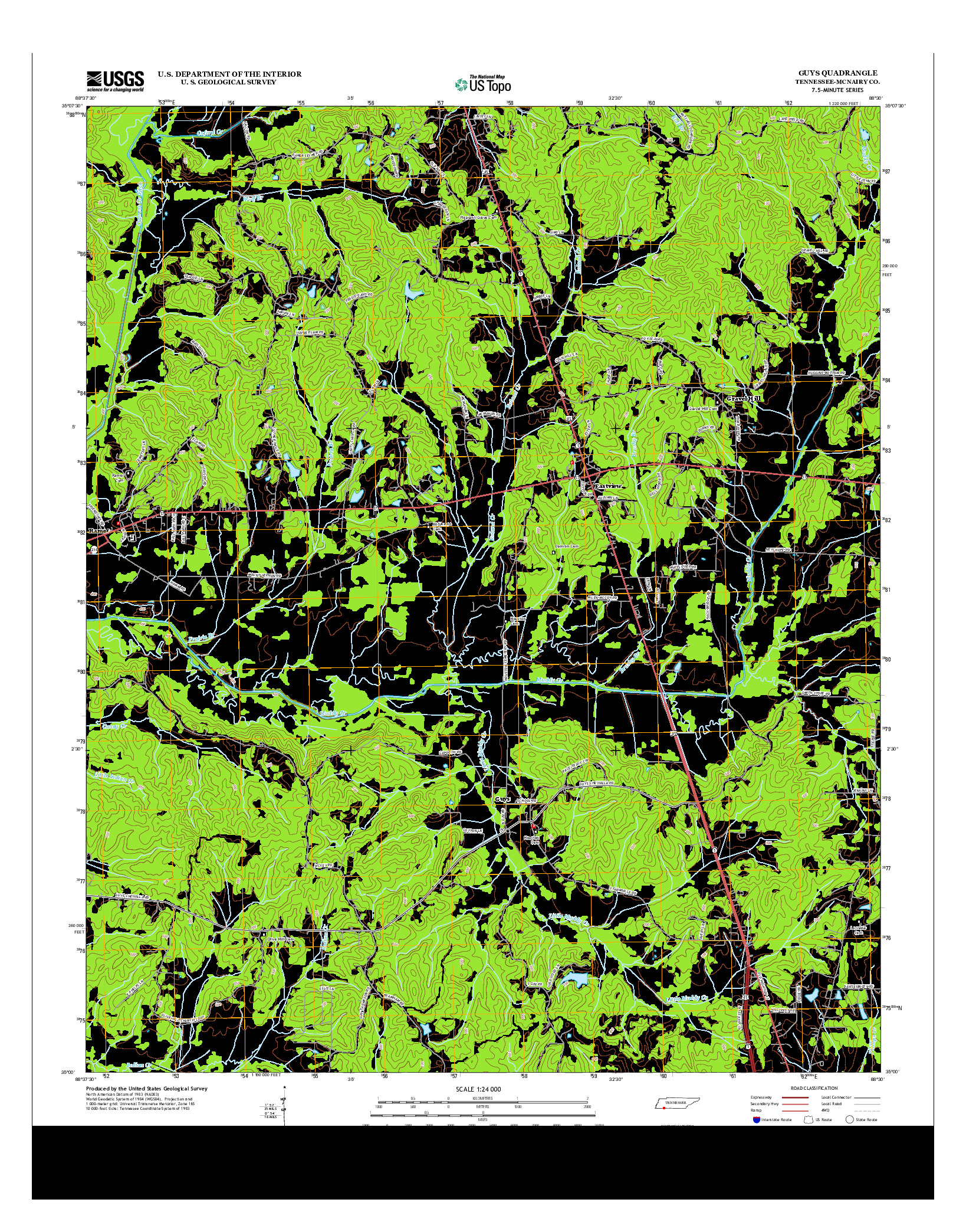 USGS US TOPO 7.5-MINUTE MAP FOR GUYS, TN 2013